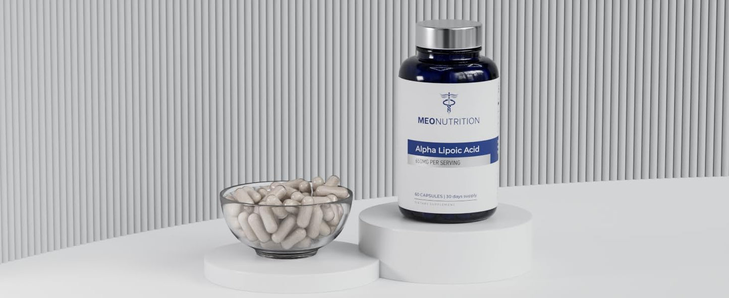 Meo Nutrition Alpha Lipoic Acid Capsules - 650mg, 60 Count - Non-GMO, Gluten-Free, GMP Certified - Antioxidant & Metabolic Support - USA Made
