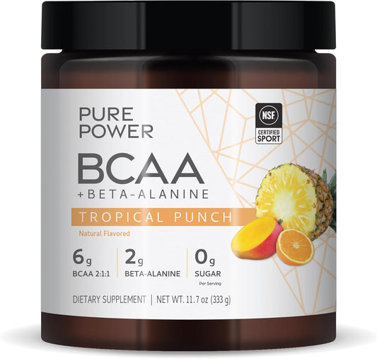 Mercola Pure Power BCAA + Beta-Alanine, Tropical Punch Flavor, 11.7 oz - 30 Servings, Non-GMO, Sugar-Free