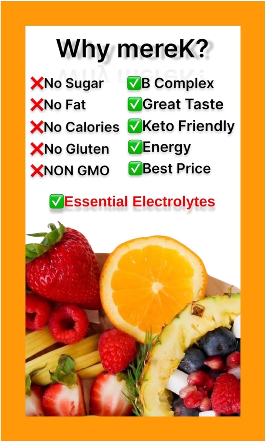 mereK Electrolyte Hydration Powder Supplements - 16 Easy Open Single-Serving Sachets, Perfect for Workouts and Travel, Sugar-Free, Calorie-Free, Keto Friendly