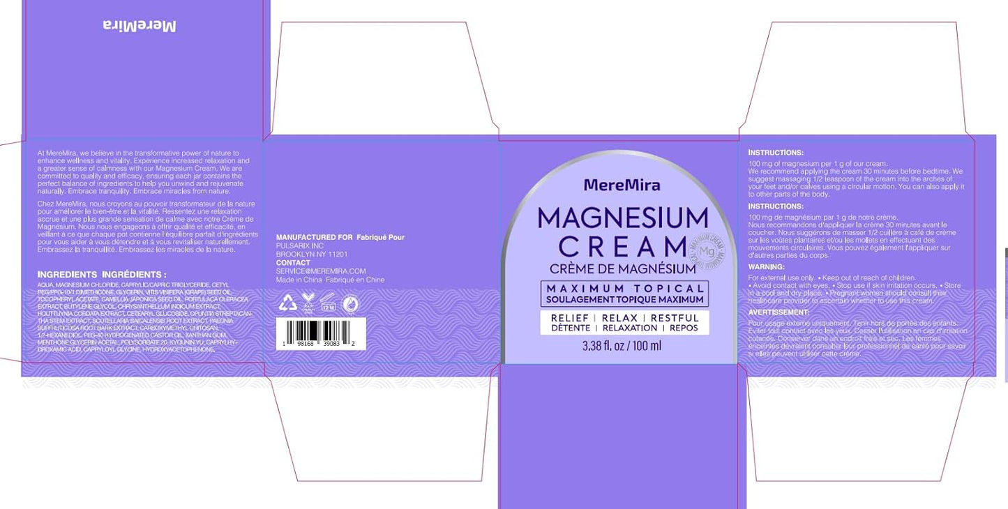 MereMira Lavender Magnesium Cream: Nighttime Muscle Relief & Sleep Aid - Restless Leg & Joint Care Lotion - Deep Relaxation Formula - 3.38 Fl Oz