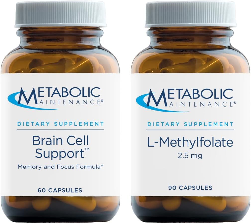 Metabolic Maintenance Brain Cell Support with L-Methylfolate - Memory and Focus Supplement with Ginkgo and Methylated Folate (60 Caps)