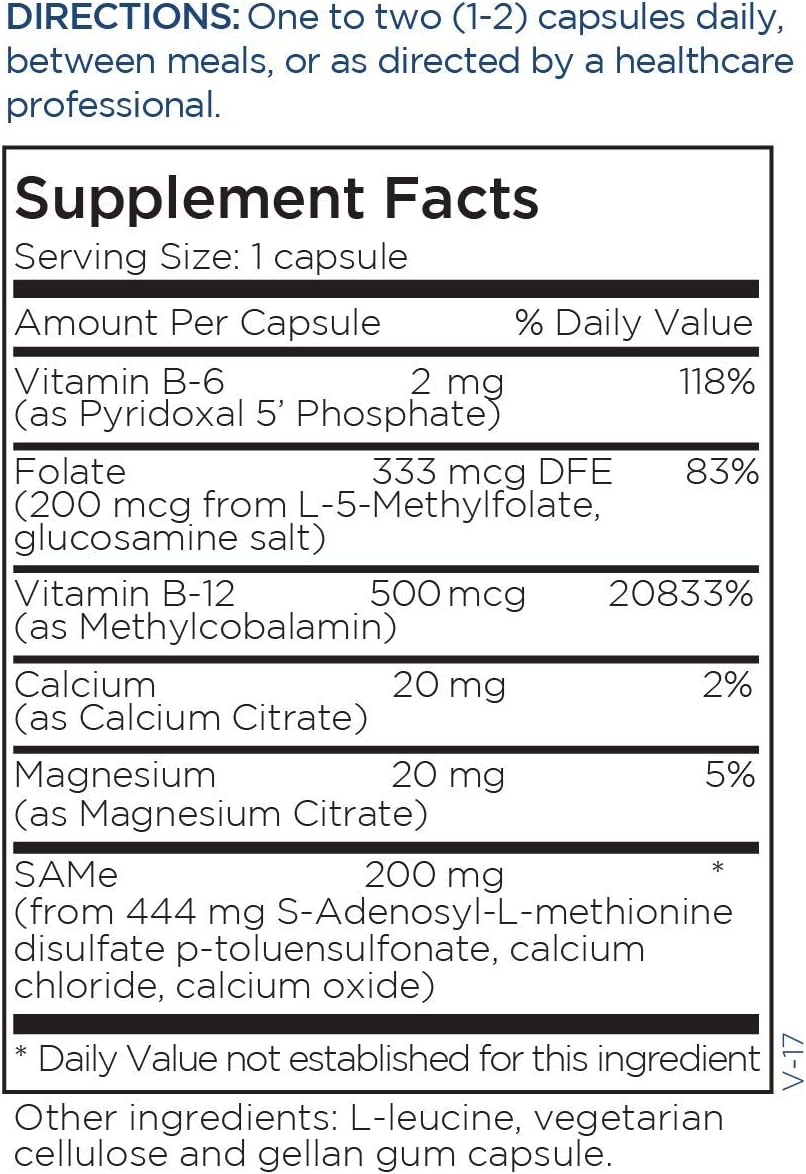 Metabolic Maintenance Same + CoFactors Supplement - Supports Neurotransmitter, Methylation, and Mood - 200mg (60 Capsules)