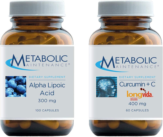 Metabolic Maintenance Set: Alpha Lipoic Acid + Curcumin + Vitamin C for Nerve, Liver, and Brain Health