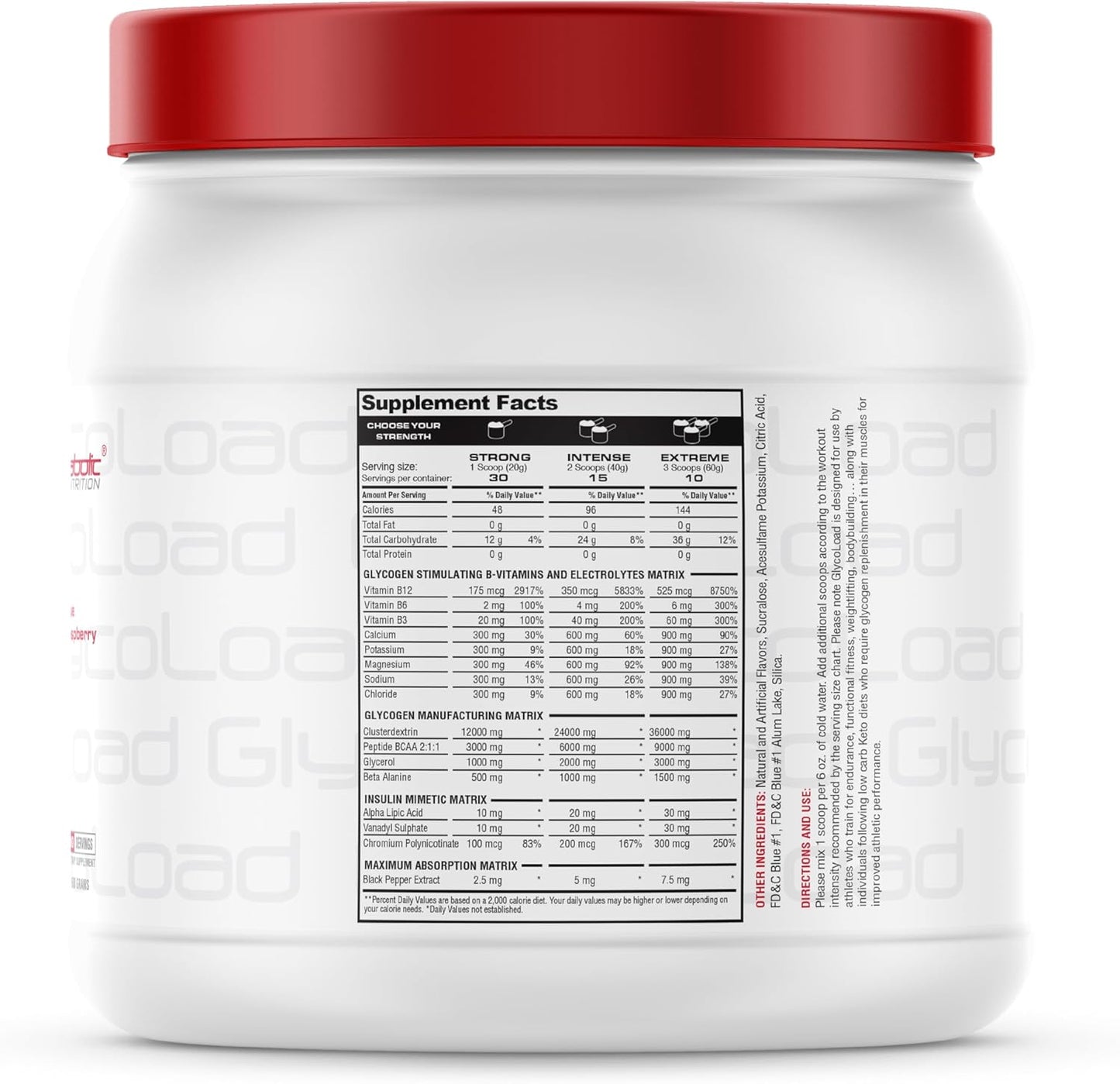 Metabolic Nutrition Glycoload Cyclic Cluster Dextrin Carbohydrate Powder, Watermelon Flavor - 600g (30 servings)