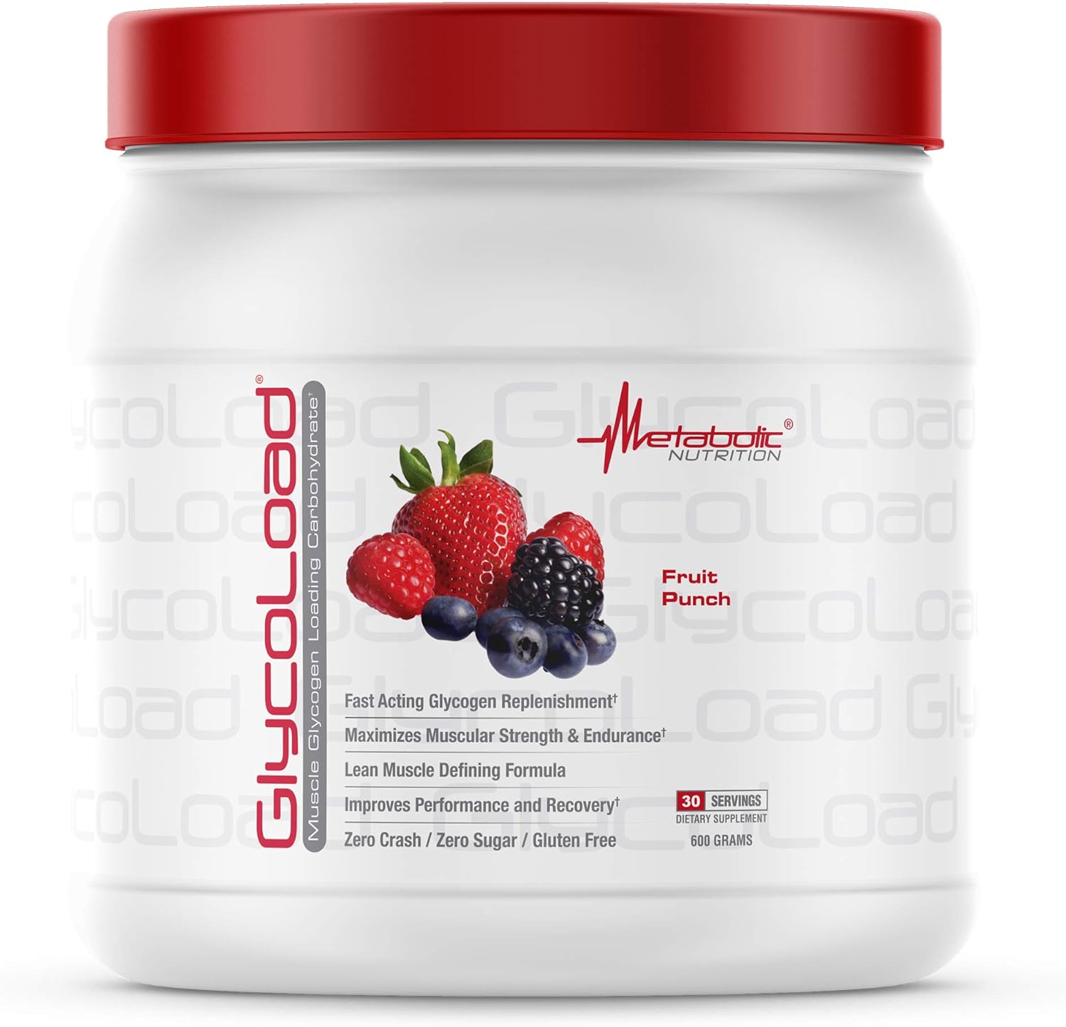 Metabolic Nutrition Glycoload Fruit Punch Carbohydrate Powder - 100% Micronized Cyclic Cluster Dextrin for Muscle Glycogen Loading - Pre, Intra, Post Workout Supplement - 600 gm (30 servings)