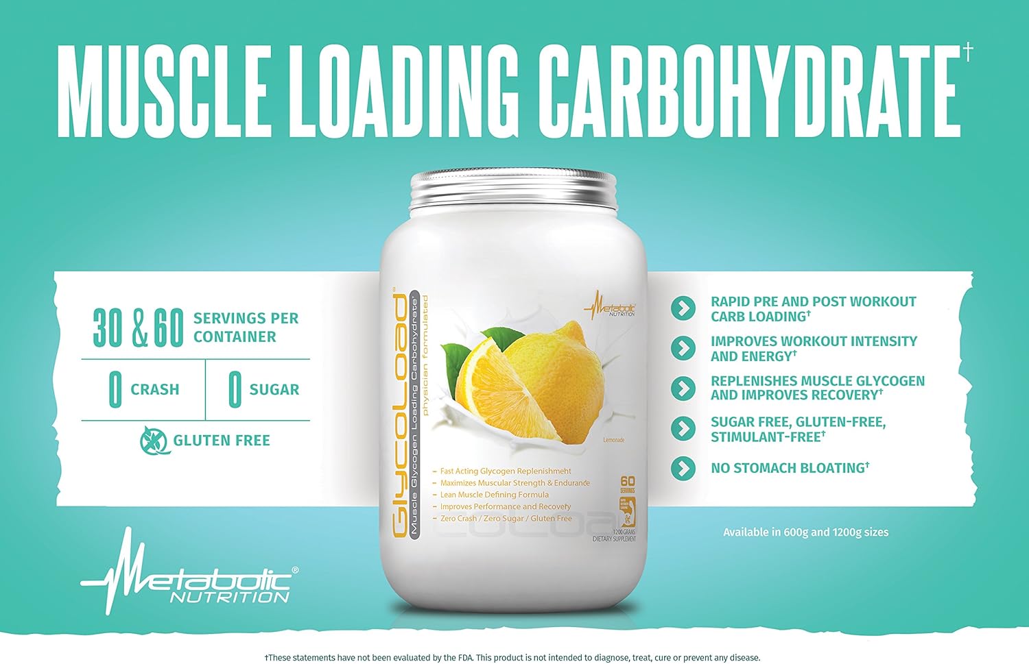 Metabolic Nutrition Glycoload Fruit Punch Carbohydrate Powder - 100% Micronized Cyclic Cluster Dextrin for Muscle Glycogen Loading - Pre, Intra, Post Workout Supplement - 600 gm (30 servings)