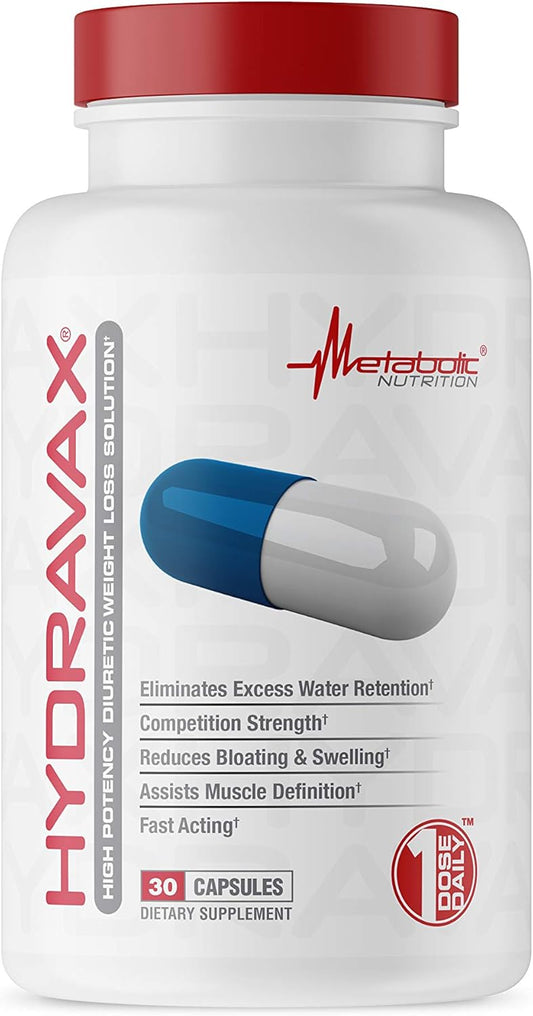 Metabolic Nutrition Hydravax Diuretic Water Pills - Natural & Safe for Water Retention - Dandelion, Magnesium, Green Tea, Cranberry - 30 Capsules