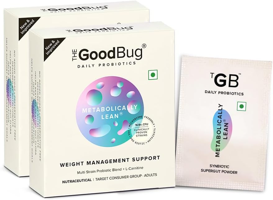 Metabolically Lean L-Carnitine Supplement with Probiotic & Prebiotic Support for Gut Health, Multi Strain Synbiotic Powder - 30 Day Pack