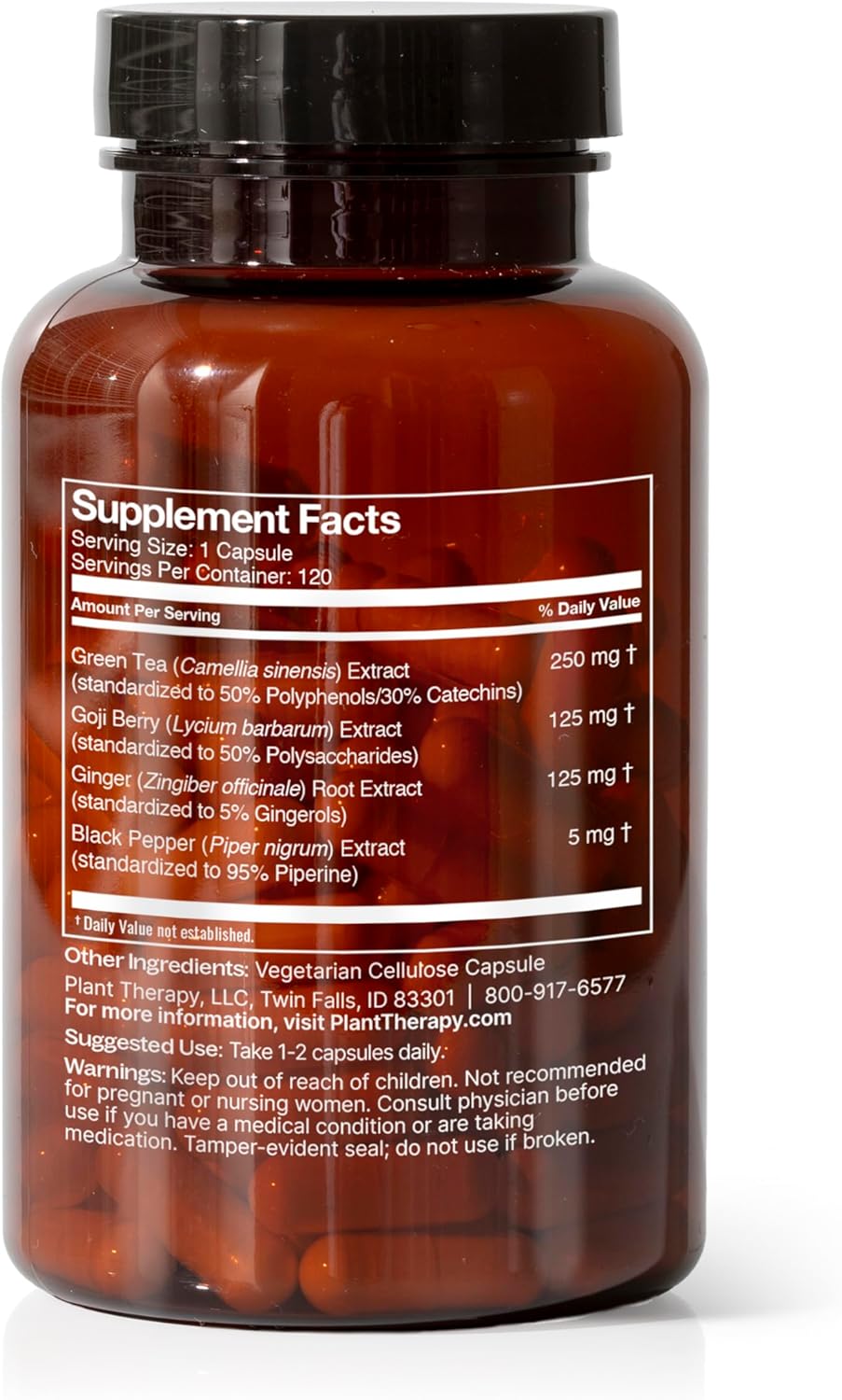 Metabolism Boost Herbal Supplement Capsules for Weight Management - 120 Vegetarian Capsules