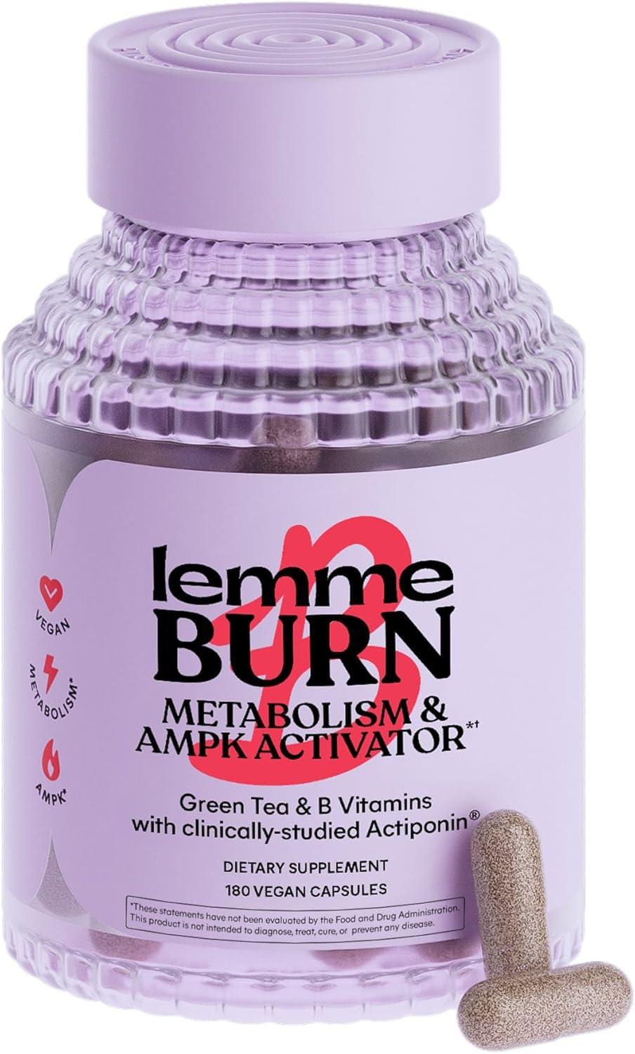 Metabolism Boosting Supplement for Men and Women - AMPK Activating, Belly Fat Burning Formula with Actiponin Gynostemma, Green Tea Extract, Vitamins B6 & B12 - Vegan, Gluten Free - 180 Count