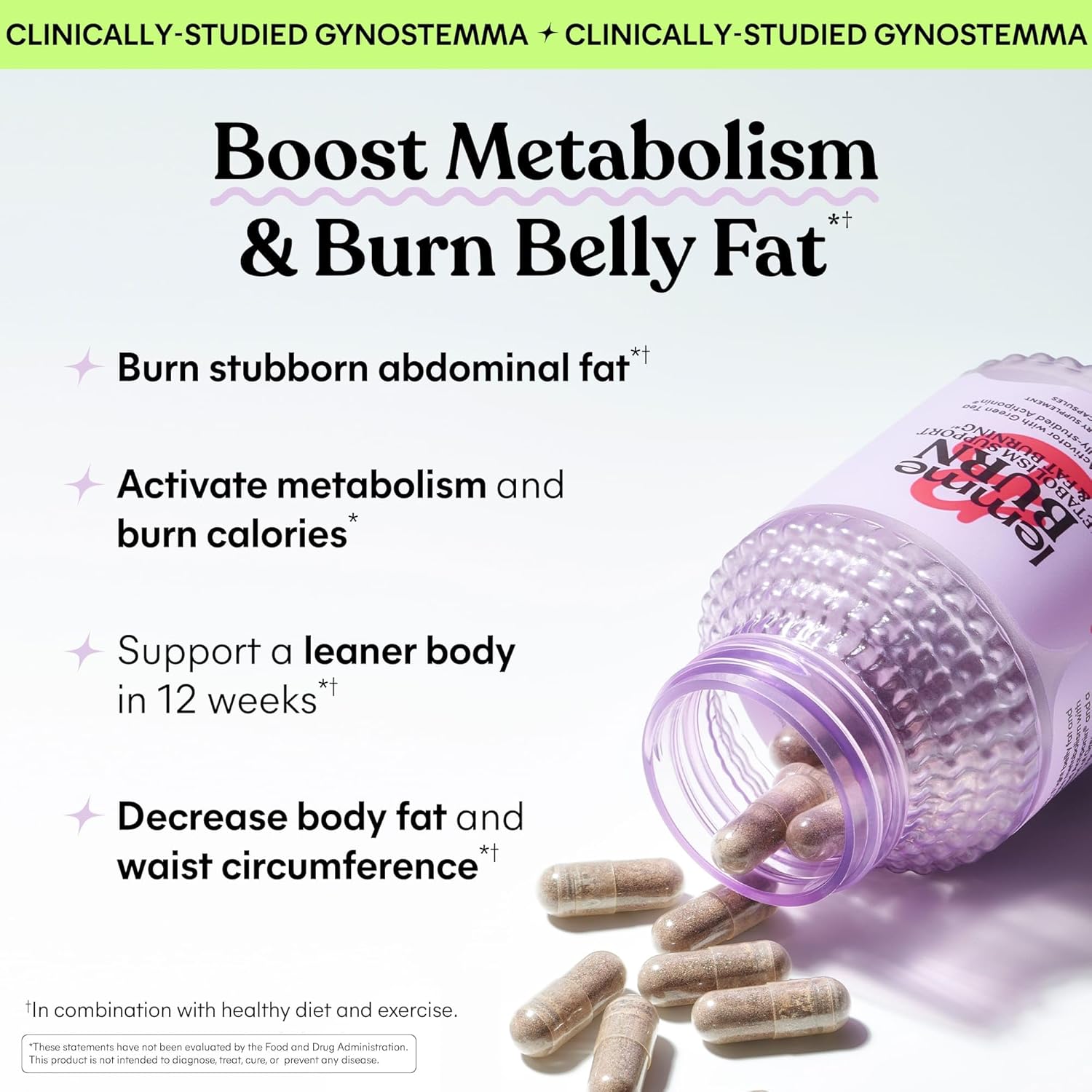 Metabolism Boosting Supplement for Men and Women - AMPK Activating, Belly Fat Burning Formula with Actiponin Gynostemma, Green Tea Extract, Vitamins B6 & B12 - Vegan, Gluten Free - 180 Count