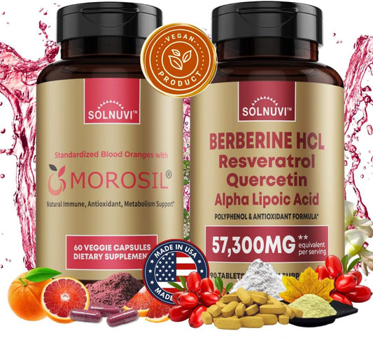 Metabolism Support Bundle: Morosil, Berberine, Resveratrol, Quercetin & Alpha Lipoic Acid - Antioxidant & Wellness Supplement for Vitality - Non-GMO, Gluten-Free, Vegan