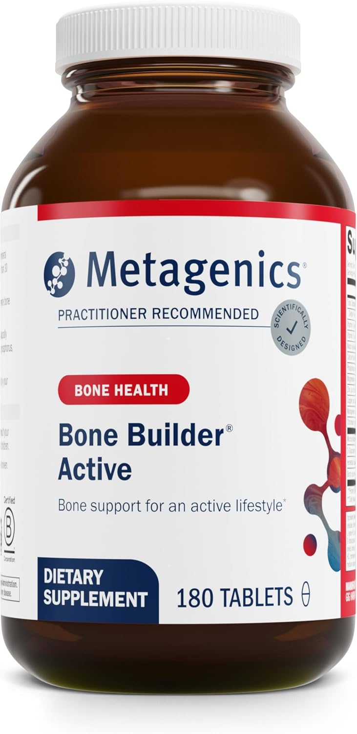 Metagenics Bone Builder Active - Comprehensive Bone Strength Supplement with Calcium, Vitamin D, Vitamin C, and Glucosamine - Non-GMO, Gluten-Free - 180 Tablets