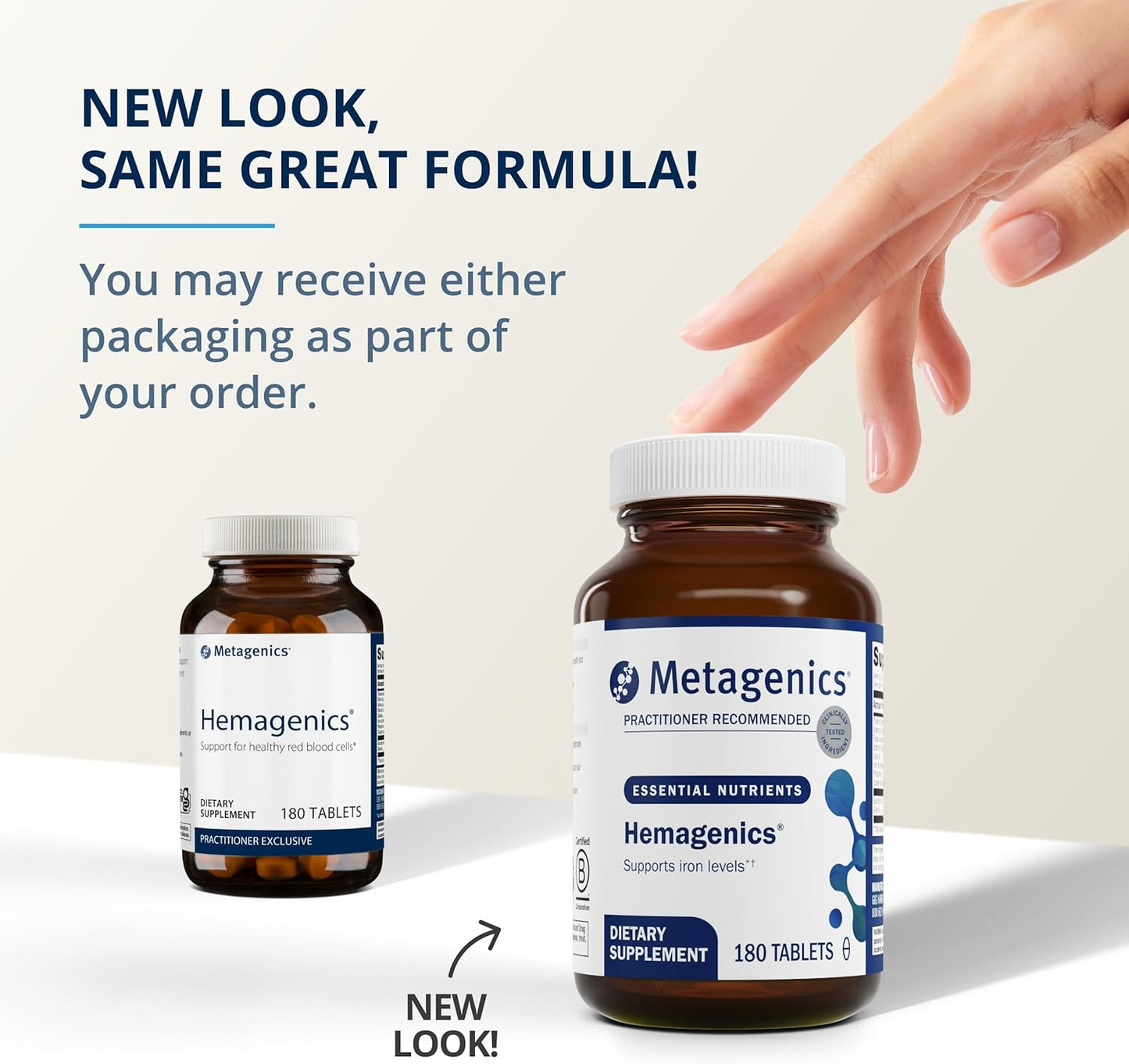 Metagenics Hemagenics Iron Supplement with Vitamin B12, B6, Folate - Supports Healthy Red Blood Cells - Non-Constipating Formula - 180 Tablets, Non-GMO, Gluten-Free, Vegetarian