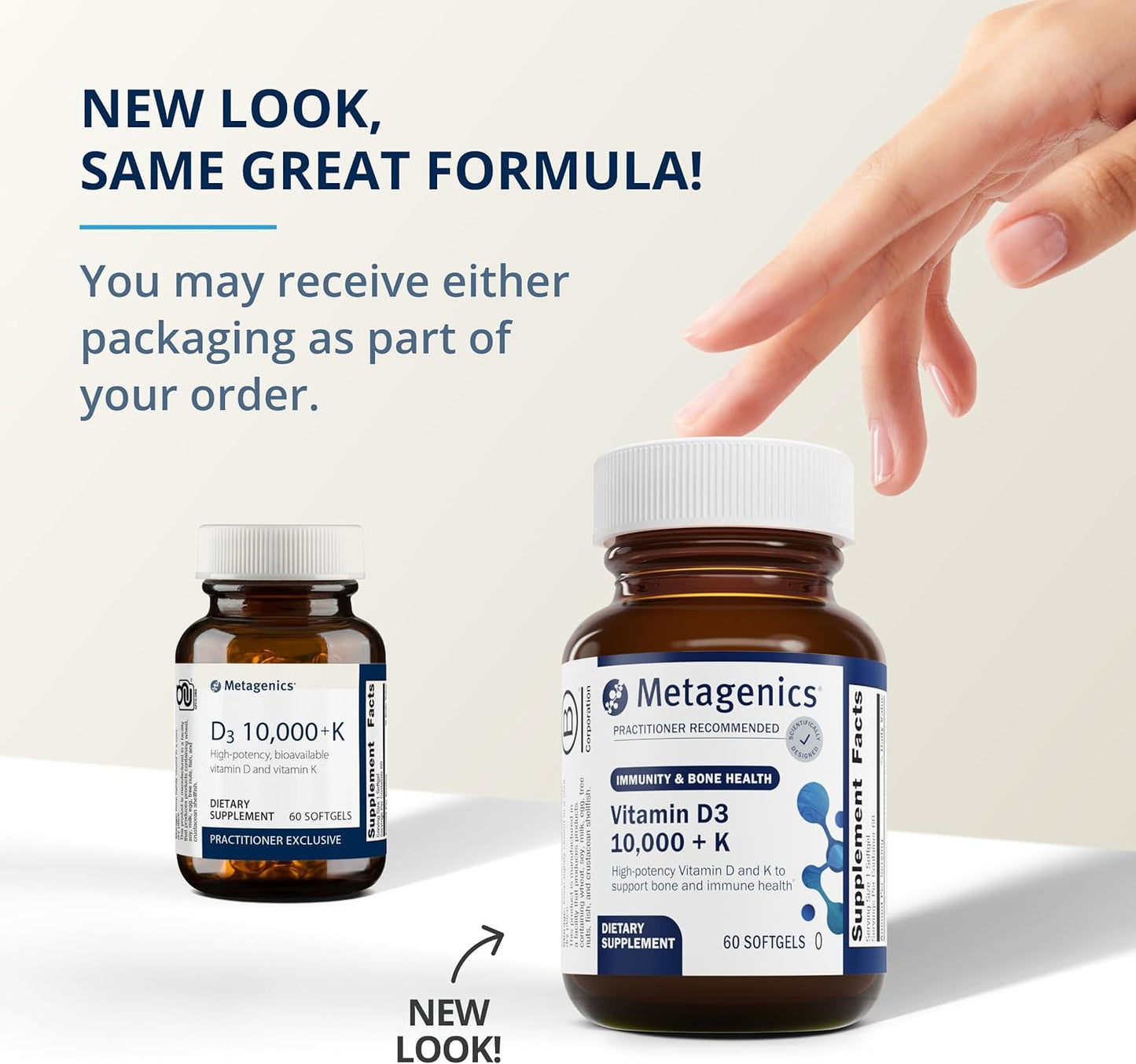 Metagenics Immune Active & D3 10,000 + K Bundle - 60 Capsules for Immune & Bone Health - 60 Softgels for Heart Health
