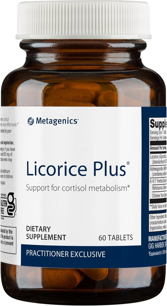 Metagenics Licorice Plus Herbal Supplement for Stress Support with Ashwagandha and Chinese Yam - Non-GMO - Vegetarian - Gluten-Free - 60 Tablets