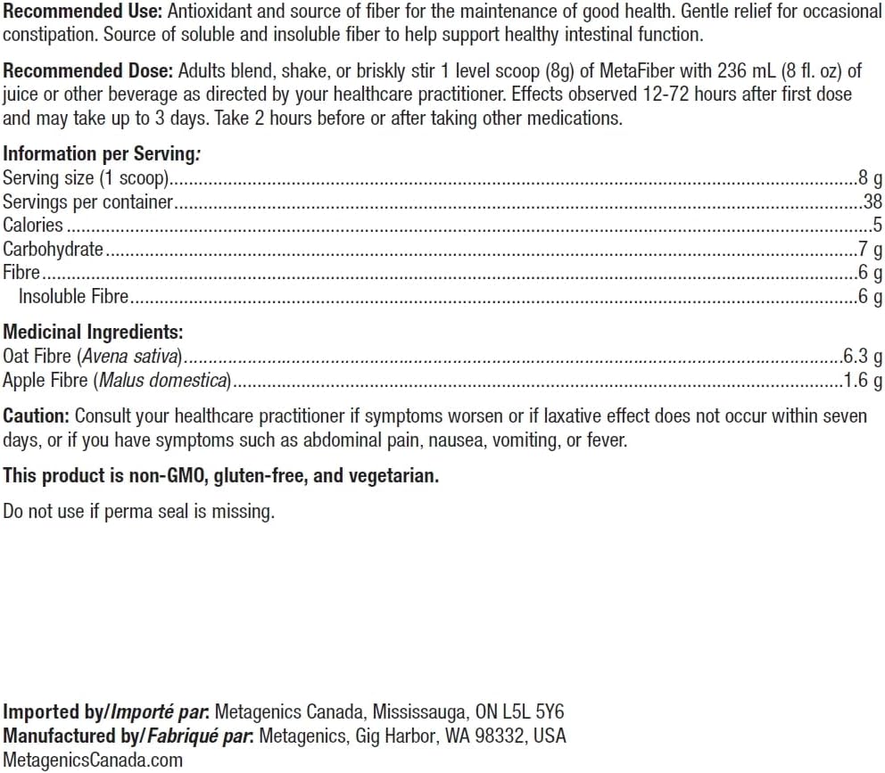 Metagenics MetaFiber Powder - 6g Fiber Blend for GI Regularity & Constipation Relief - Non-GMO & Gluten-Free - 10.72oz