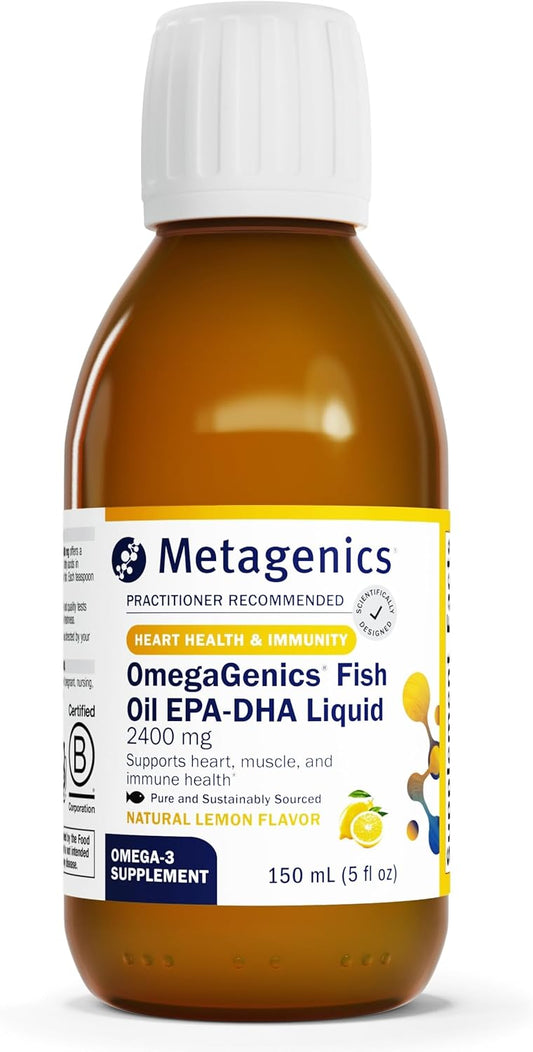 Metagenics OmegaGenics EPA-DHA 2400 Fish Oil - Heart & Immune Support - Lemon Flavor - Non-GMO & Gluten-Free - 30 Servings