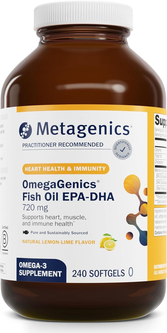 Metagenics OmegaGenics Fish Oil EPA-DHA 720 - 240 Softgels - Heart, Musculoskeletal & Immune Health - DHA & EPA Omega-3 Supplement