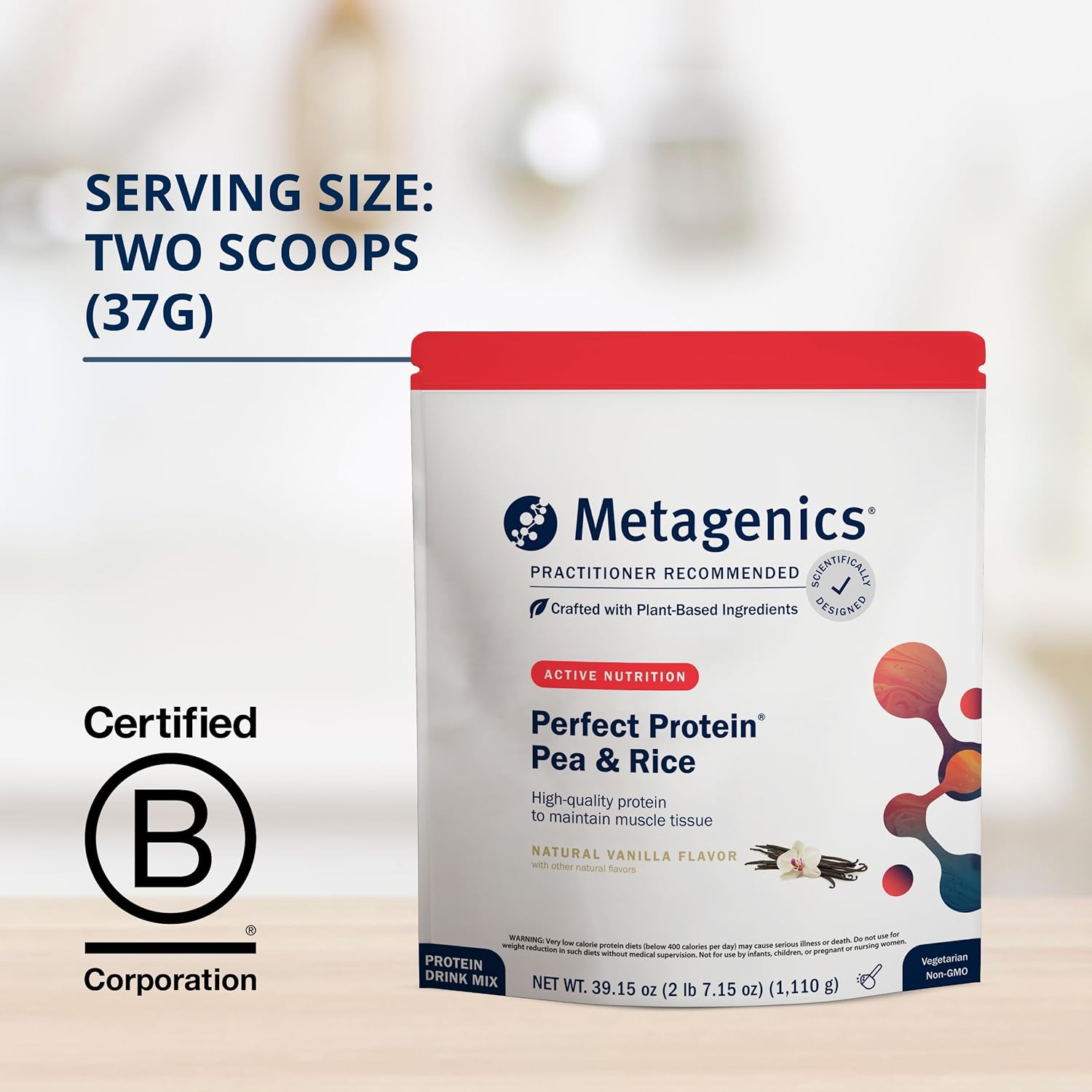 Metagenics Perfect Protein Pea & Rice with OptiProtein and BCAAs - Vanilla Flavor - 30 Servings