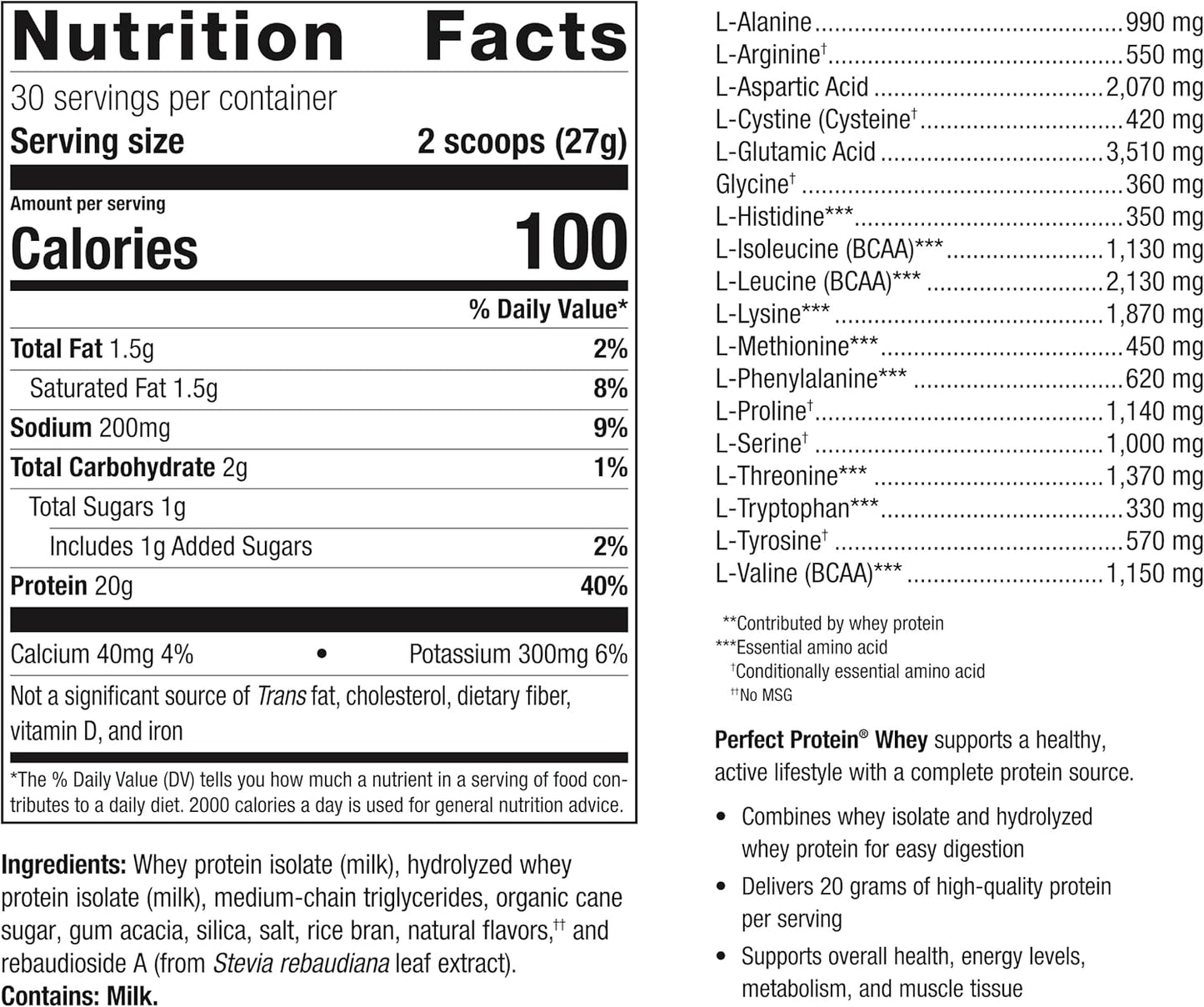 Metagenics Perfect Protein Whey Vanilla - 30 Servings - High-Quality Whey Isolate & Hydrolyzed Protein