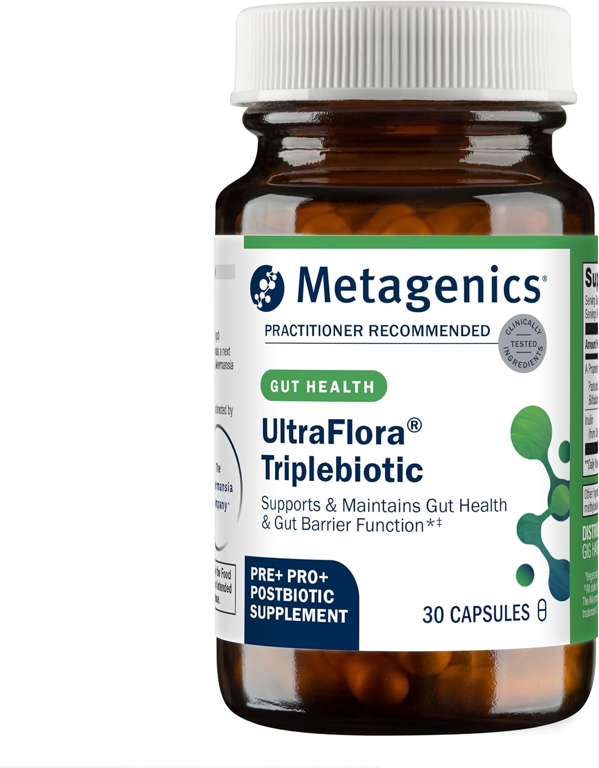 Metagenics UltraFlora Triplebiotic: Gut Health & Barrier Support with Akkermansia - 30 Capsules