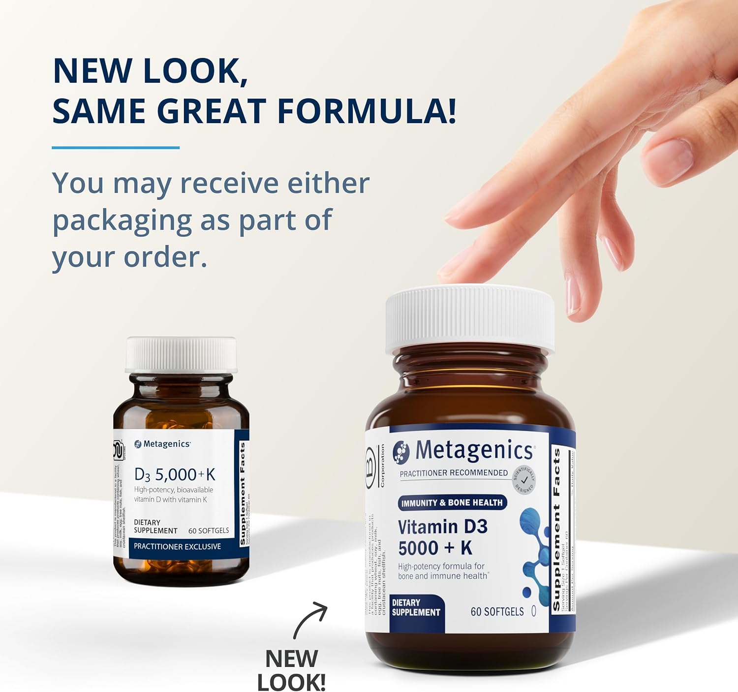 Metagenics Vitamin D3 + K Softgels - Immune, Bone, & Heart Health Support - Non-GMO - Gluten-Free - 60 Count - 5,000 IU