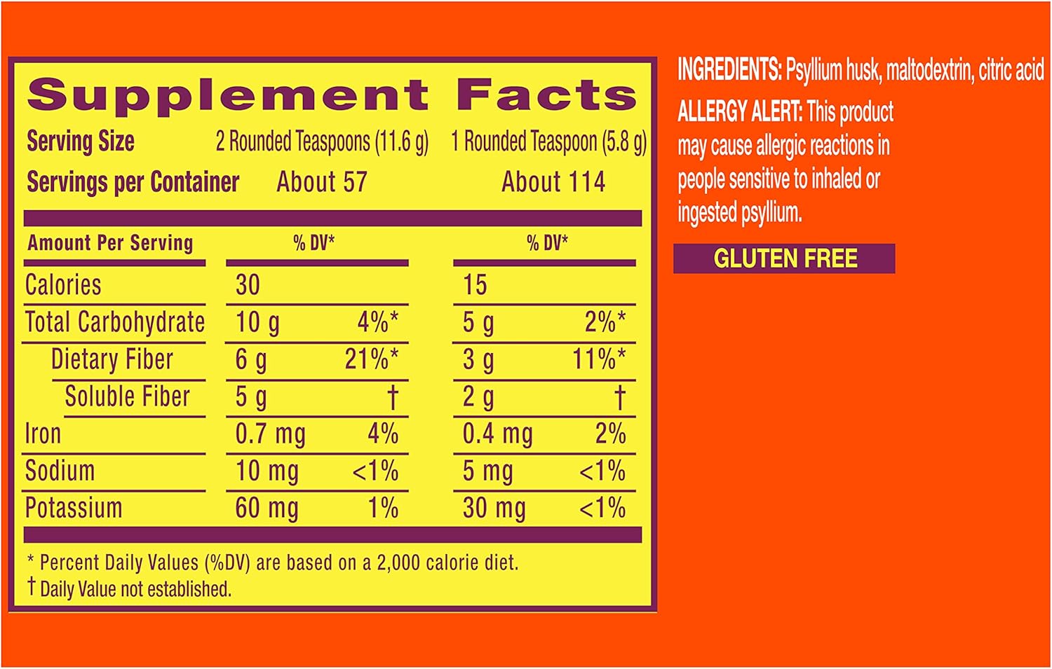 Metamucil 4-in-1 Sugar Free Psyllium Fiber Supplement Powder, Unflavored Drink - 114 Servings