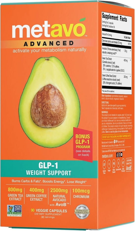 Metavo Advanced GLP-1 Weight Support Capsules for Metabolism & Appetite Control, 90 Count
