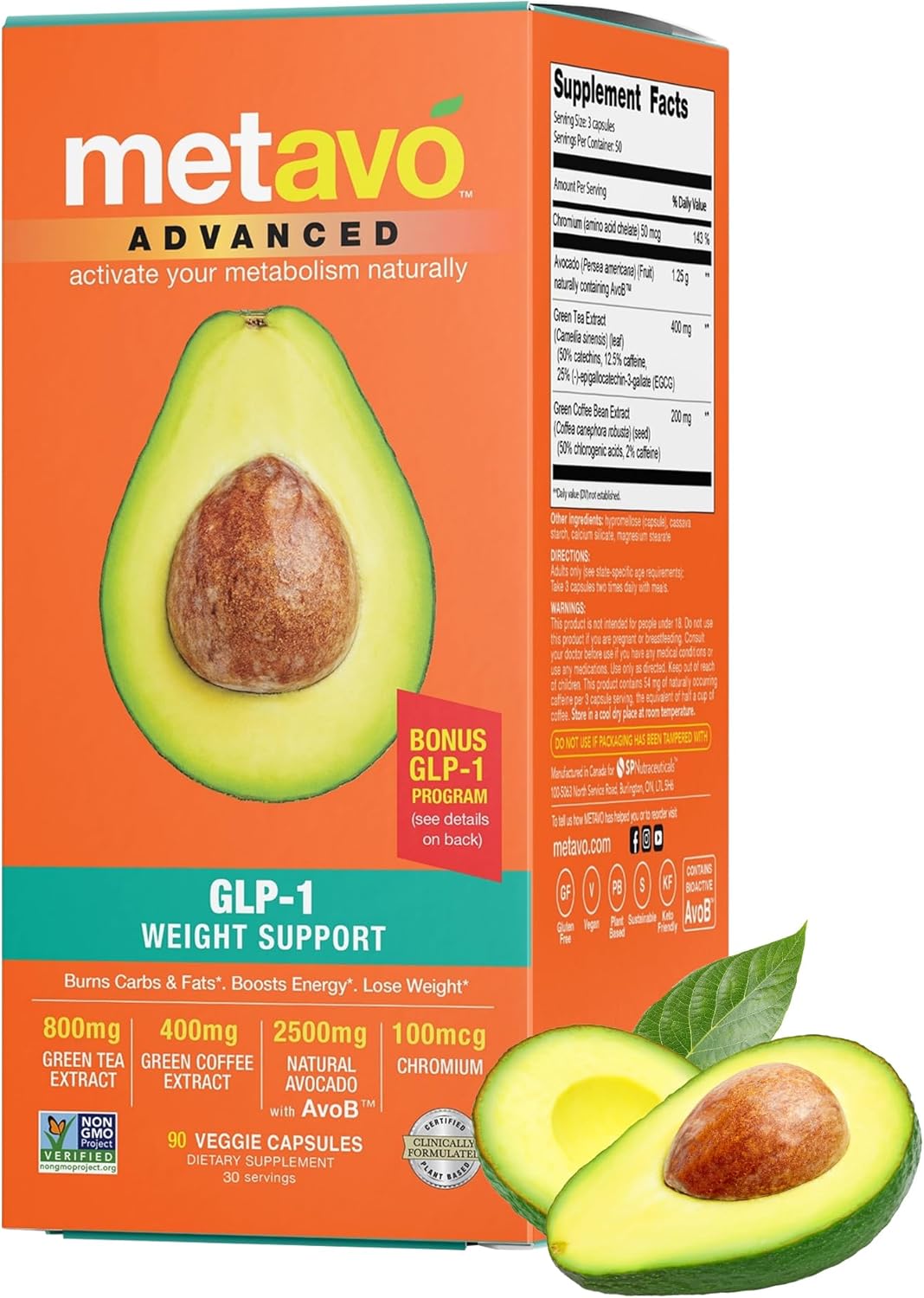 Metavo Advanced GLP-1 Weight Support Capsules for Metabolism & Appetite Control, 90 Count