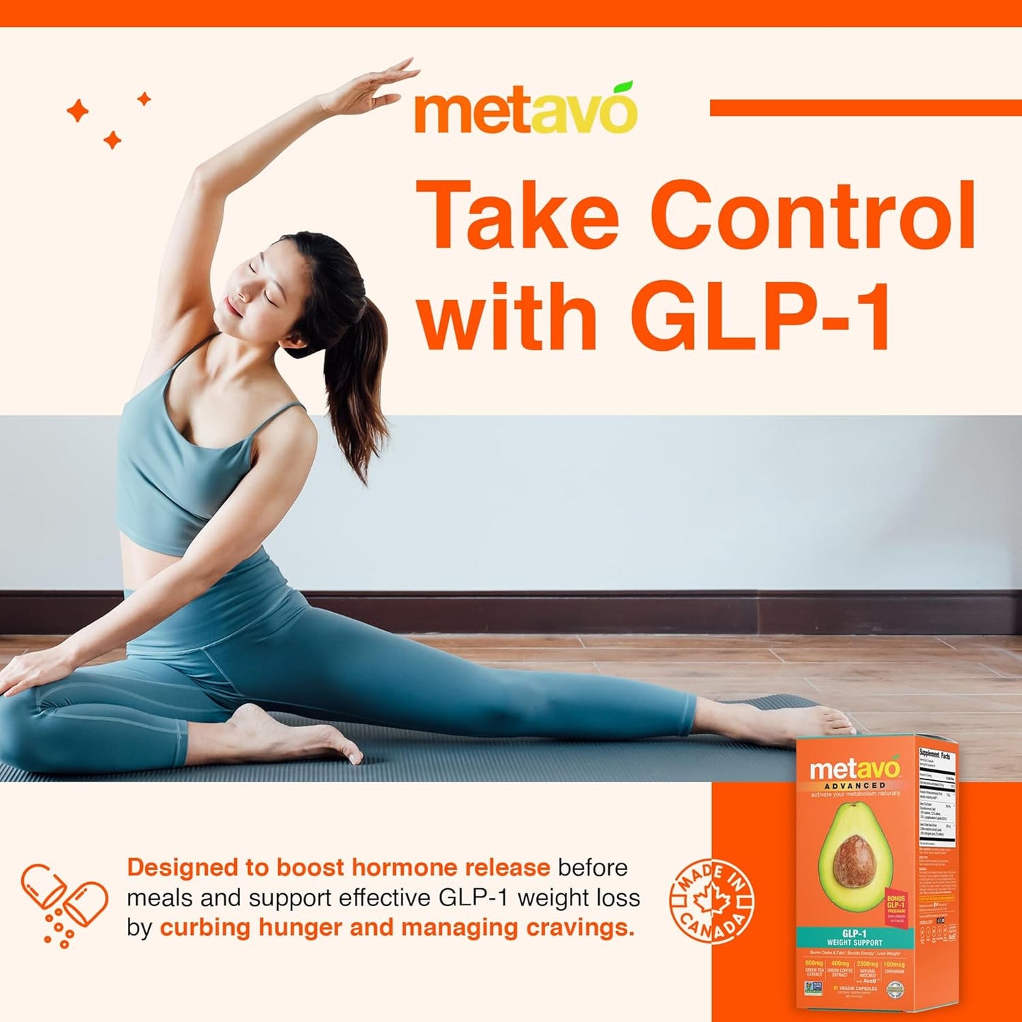 Metavo Advanced GLP-1 Weight Support Capsules for Metabolism & Appetite Control, 90 Count