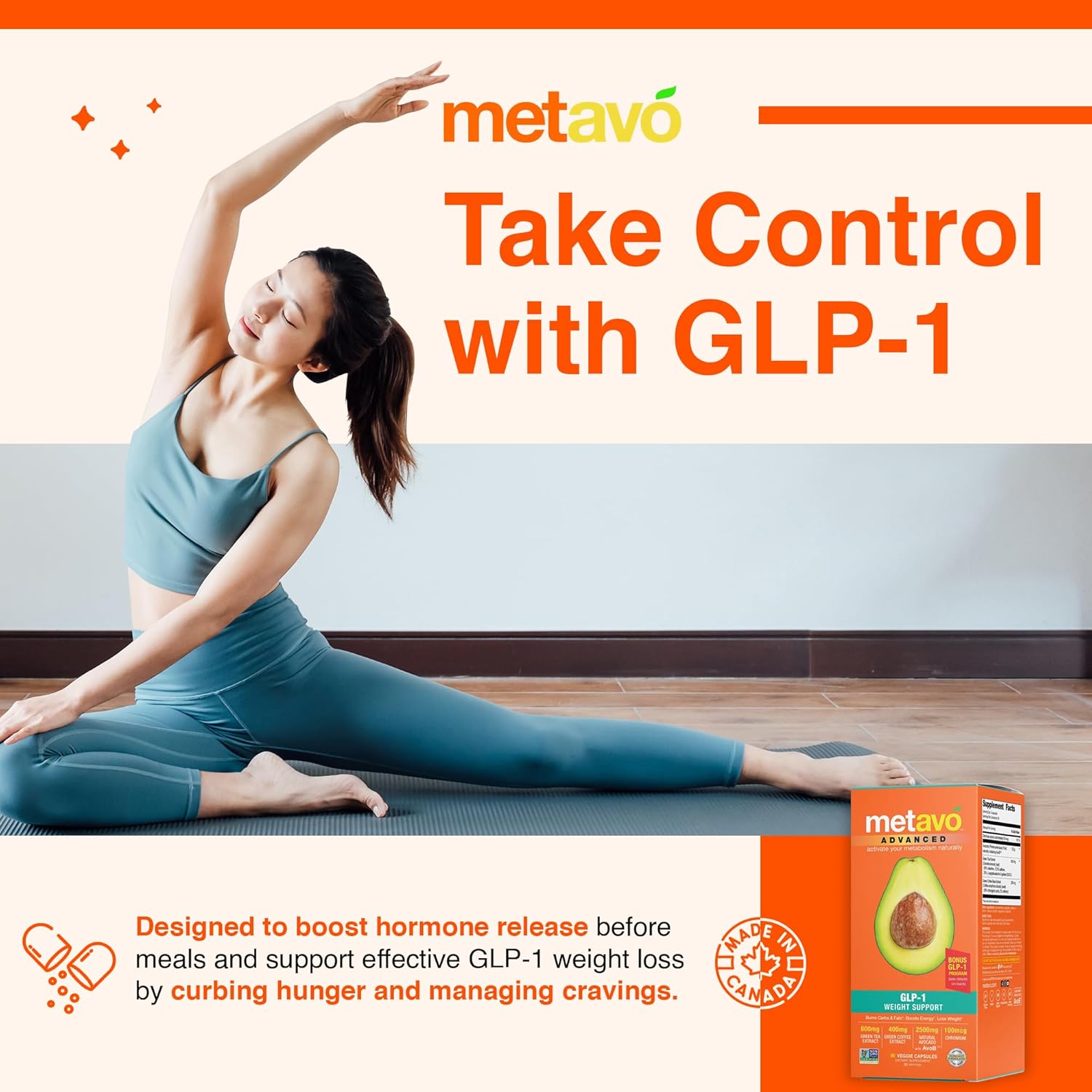 Metavo Advanced GLP-1 Weight Support Capsules for Metabolism & Appetite Control, 90 Count