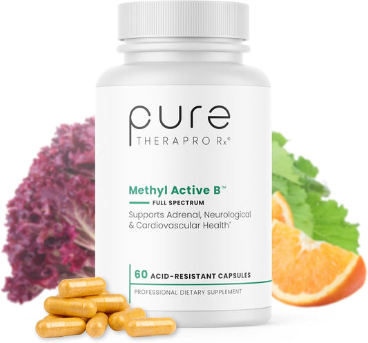 Methyl Active B Vitamins Supplement for Men and Women - Methylated B12, Methylfolate, Benfotiamine, Choline, Niacin, TMG - 60 Capsules