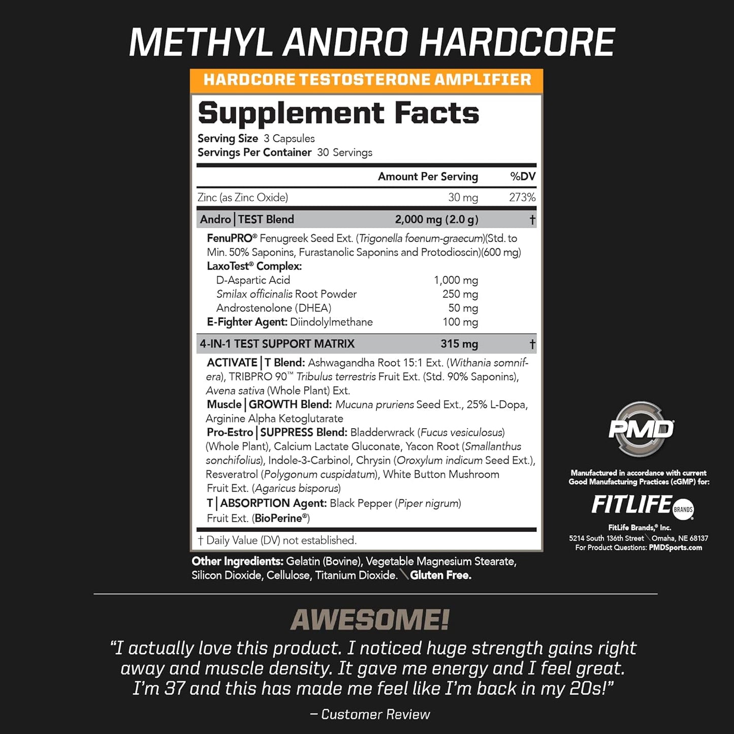 Methyl Andro with DHEA for Enhanced Testosterone, Lean Muscle, and Strength - Dietary Supplement for Weightlifting and Workout Performance - 90 Vegetarian Capsules