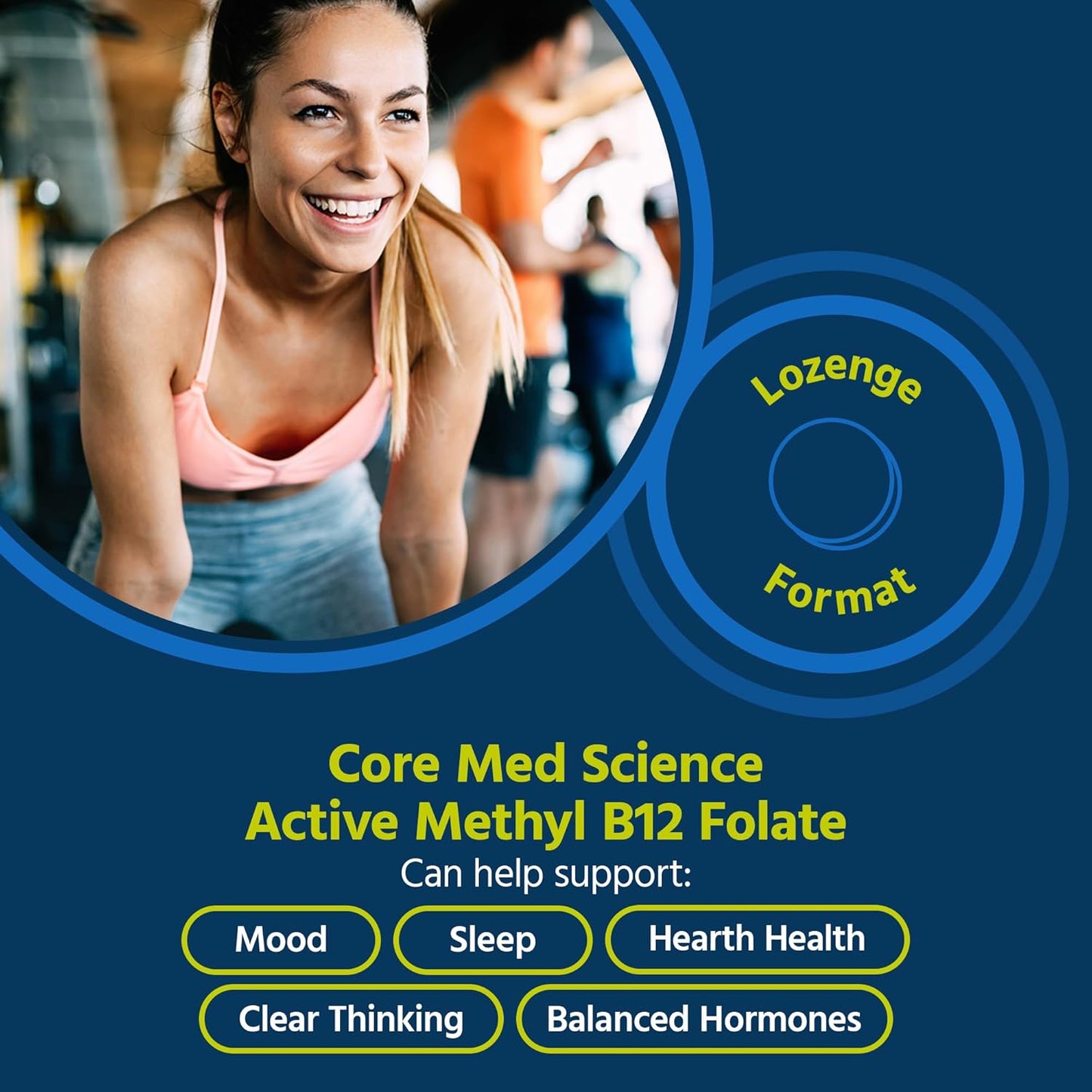 Methyl B12 Folate Supplement for Mood, Heart & Cognitive Health - 5-MTHF Pills for Men & Women - 60 Count