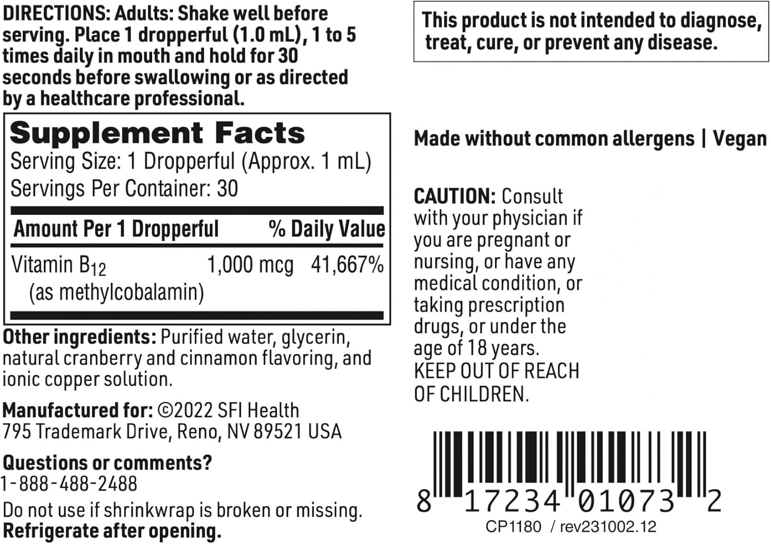Methyl B12 Liquid Drops by Klaire Labs - 1000mcg Methylcobalamin for Efficient Absorption - Hypoallergenic Formula - 30ml