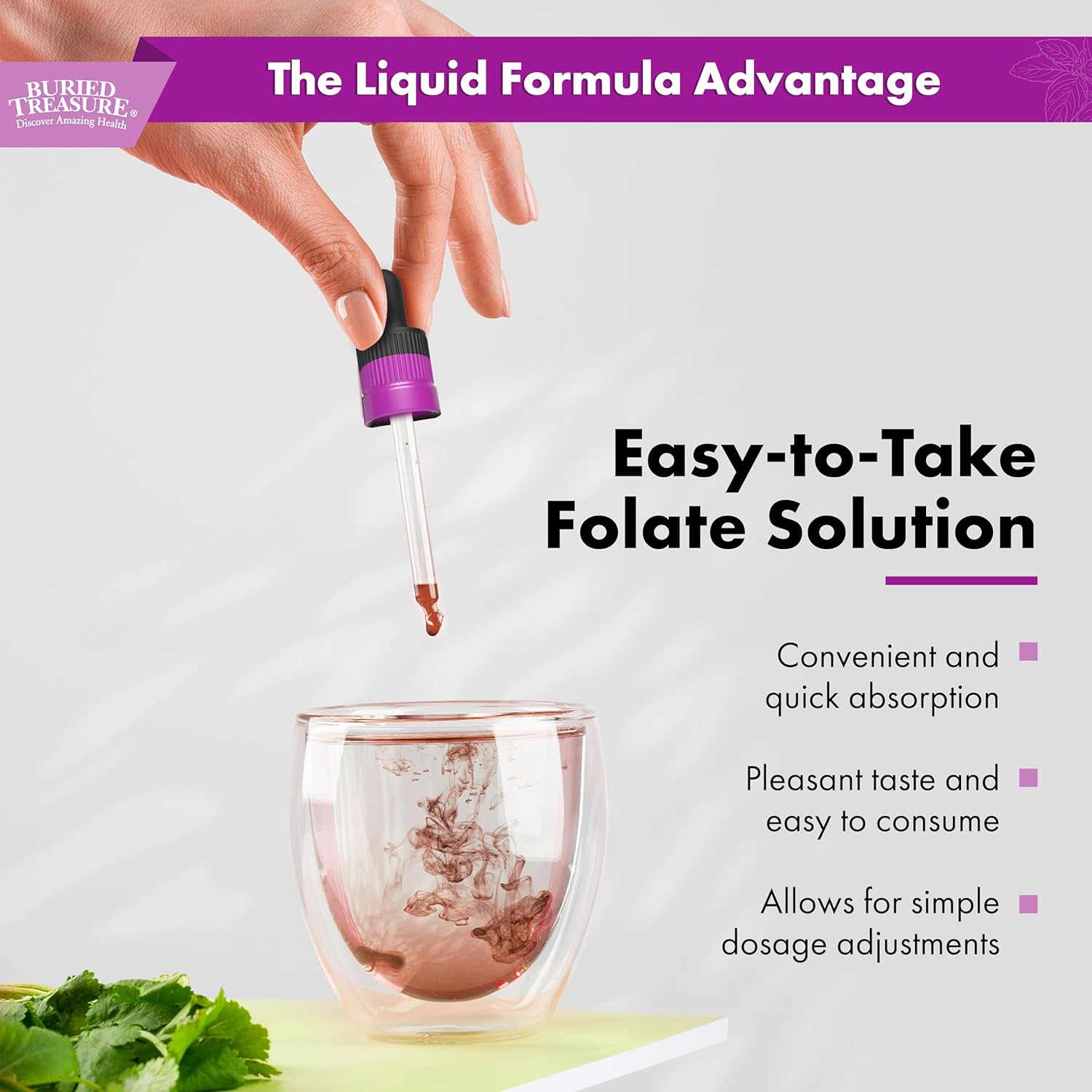 Methylated B-9 Folate Drops for Energy, Heart Health, Pregnancy Support - Vegan 5-MTHF Supplement, 120 Servings