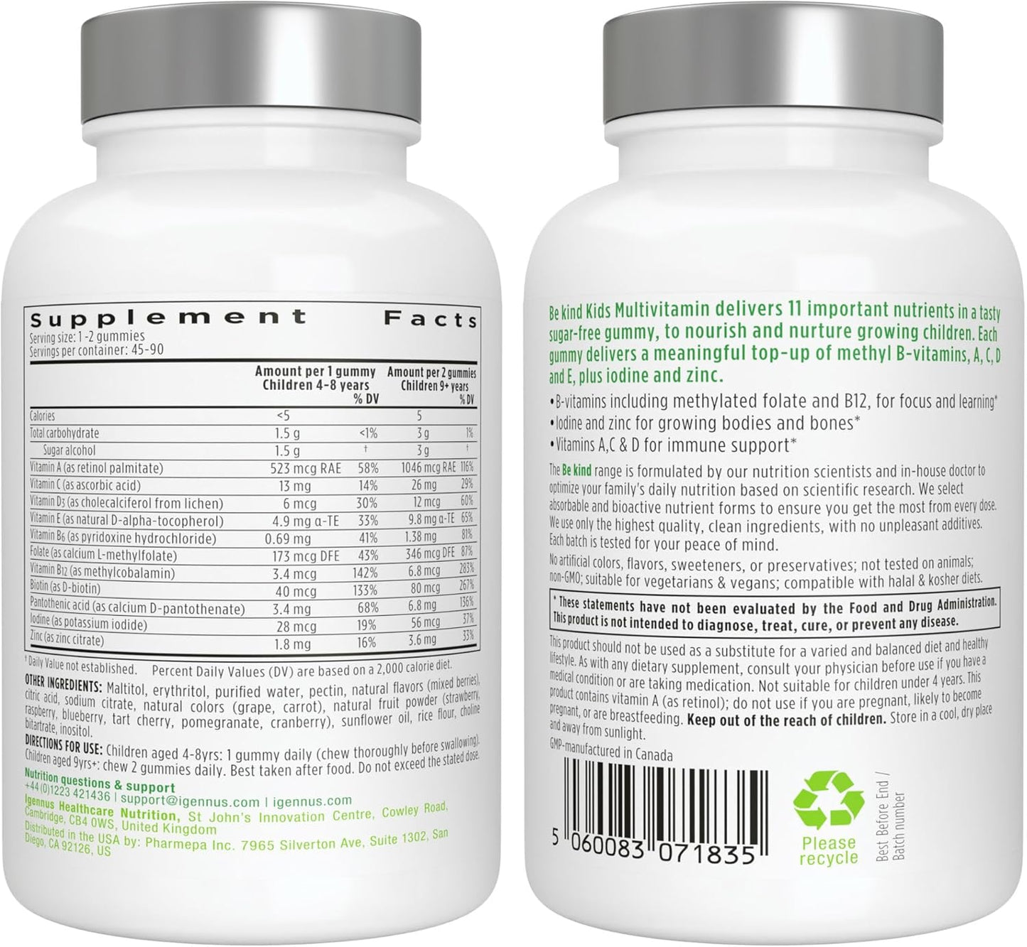 Methylated Kids Multivitamin Gummies with B-Vitamins & Vitamin D - No Sugar, Non-GMO, Halal - 90 Berry Gummies, Ages 4+