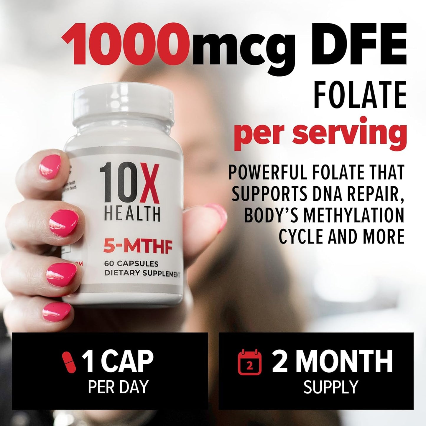 Methylated Multivitamin with Methylfolate & Magnesium for Brain and Heart Health - 5-MTHF Supplement - 60 Capsules