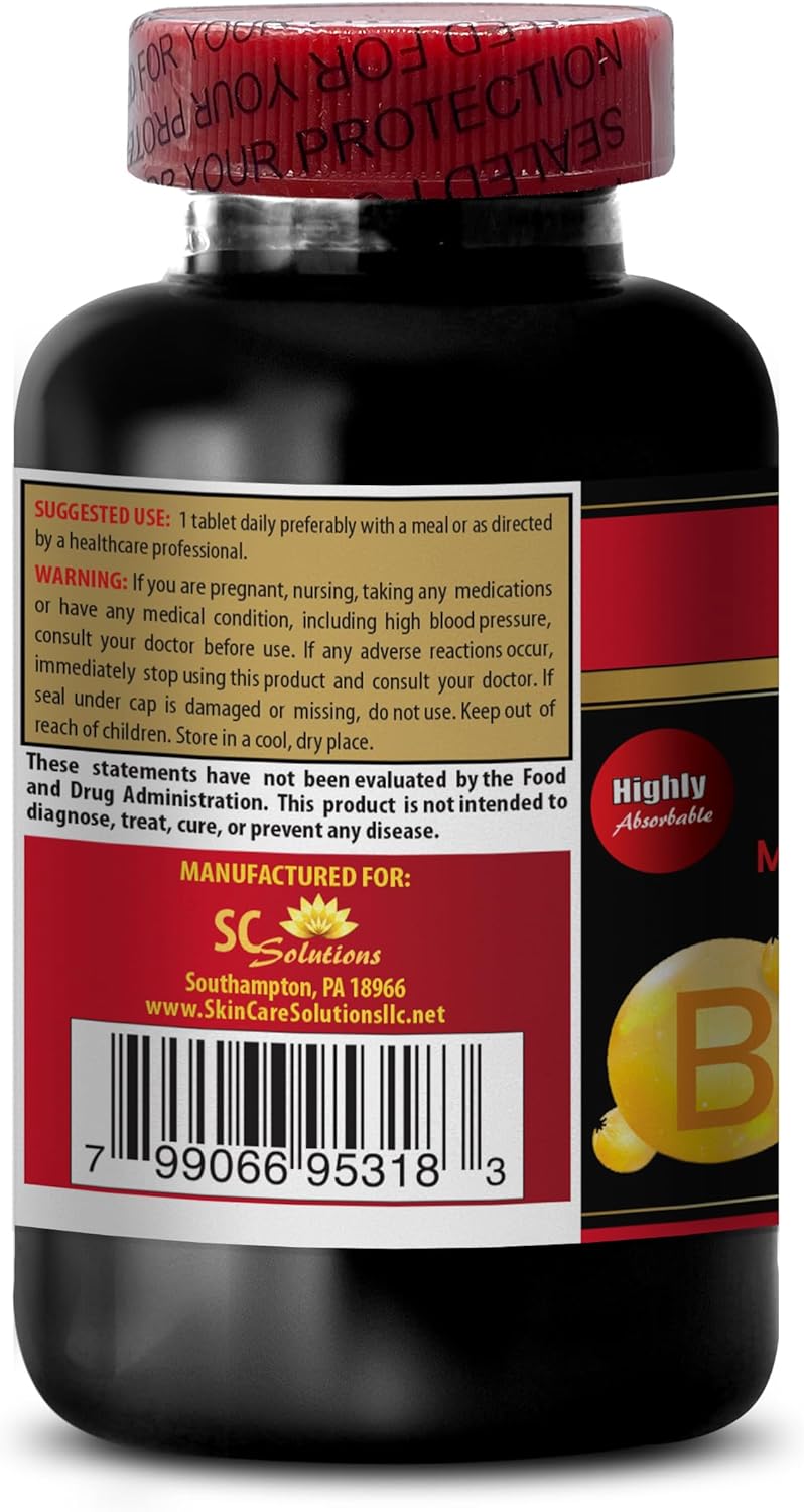 Methylcobalamin B12 Vitamins 5000mcg for Men Over 50 - Skin Care & Energy Booster - 2 Bottles 120 Tabs