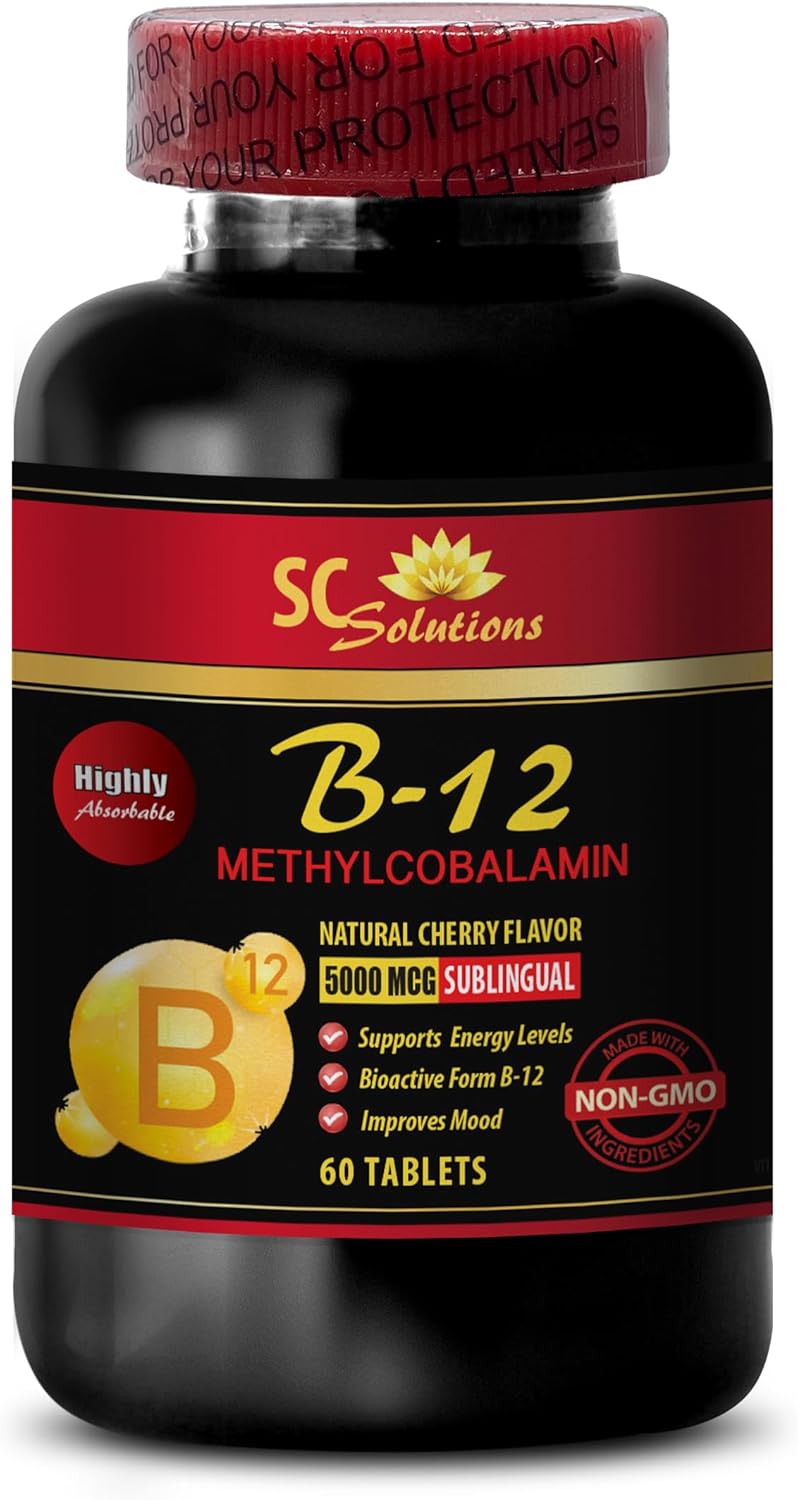 Methylcobalamin Folic Acid Energy Supplements for Men Over 50 and Teens - Immune Booster with Vitamin B-12 - 60 Tablets