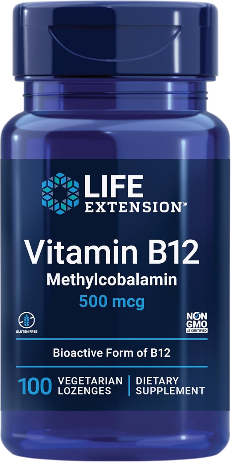 Methylcobalamin Vitamin B12 500mcg Lozenges - Energy and Brain Health Supplement - Vegetarian, Sugar Free - 100 Count