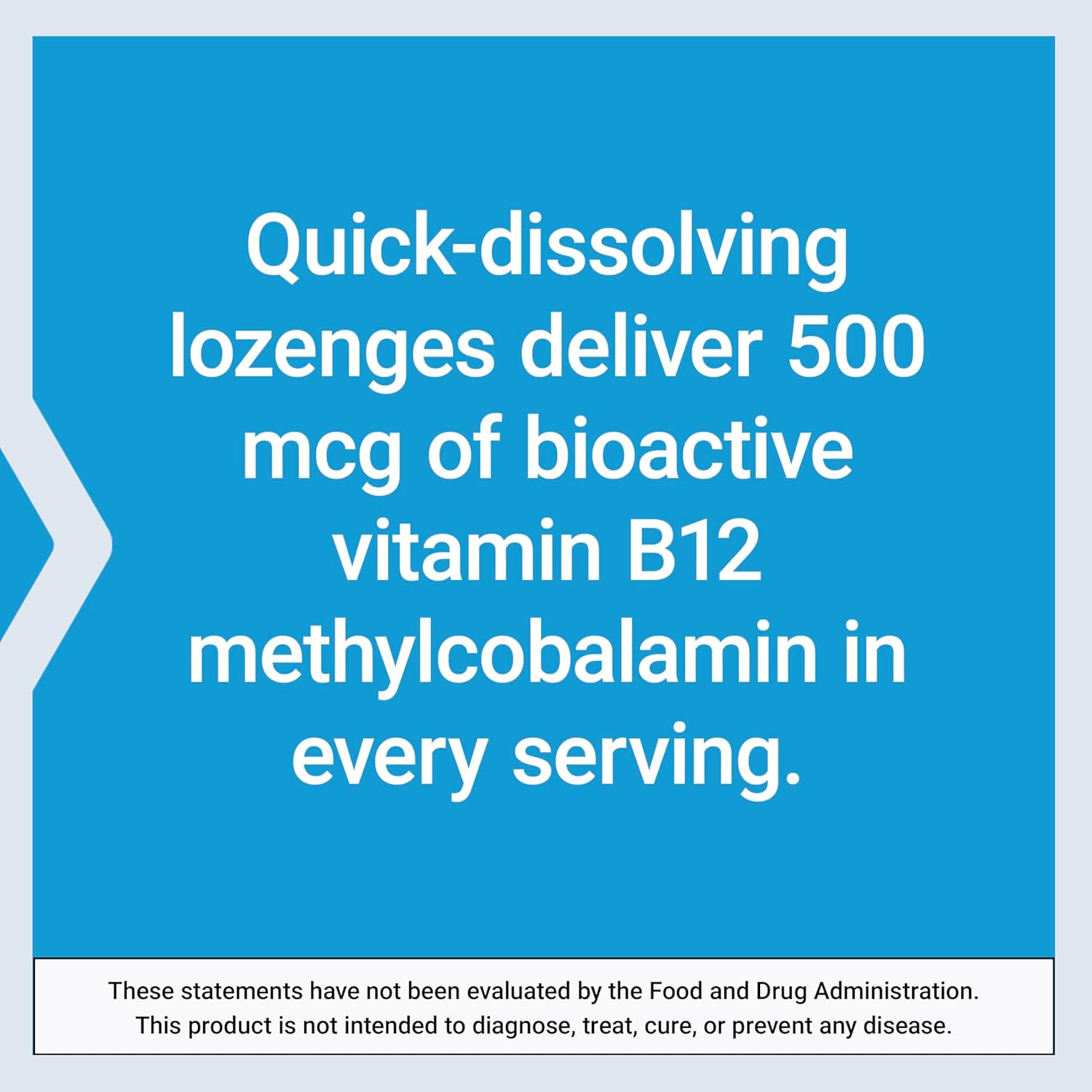 Methylcobalamin Vitamin B12 500mcg Lozenges - Energy and Brain Health Supplement - Vegetarian, Sugar Free - 100 Count