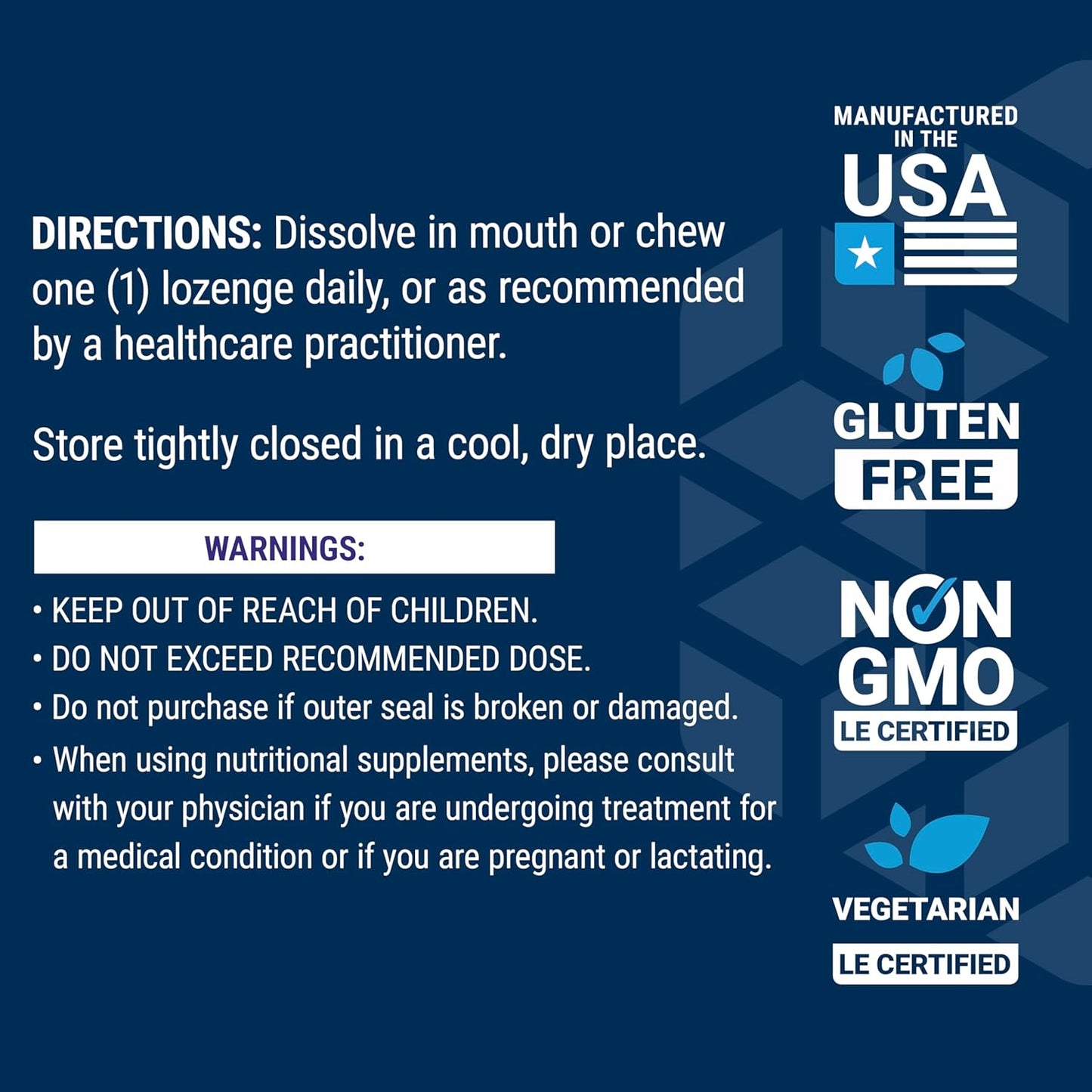 Methylcobalamin Vitamin B12 500mcg Lozenges - Energy and Brain Health Supplement - Vegetarian, Sugar Free - 100 Count