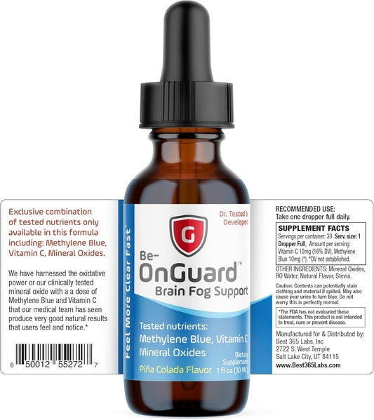 Methylene Blue and Vitamin C Brain Fog Supplement - Memory and Cognitive Function Booster - Liquid Formula for Clear Thinking