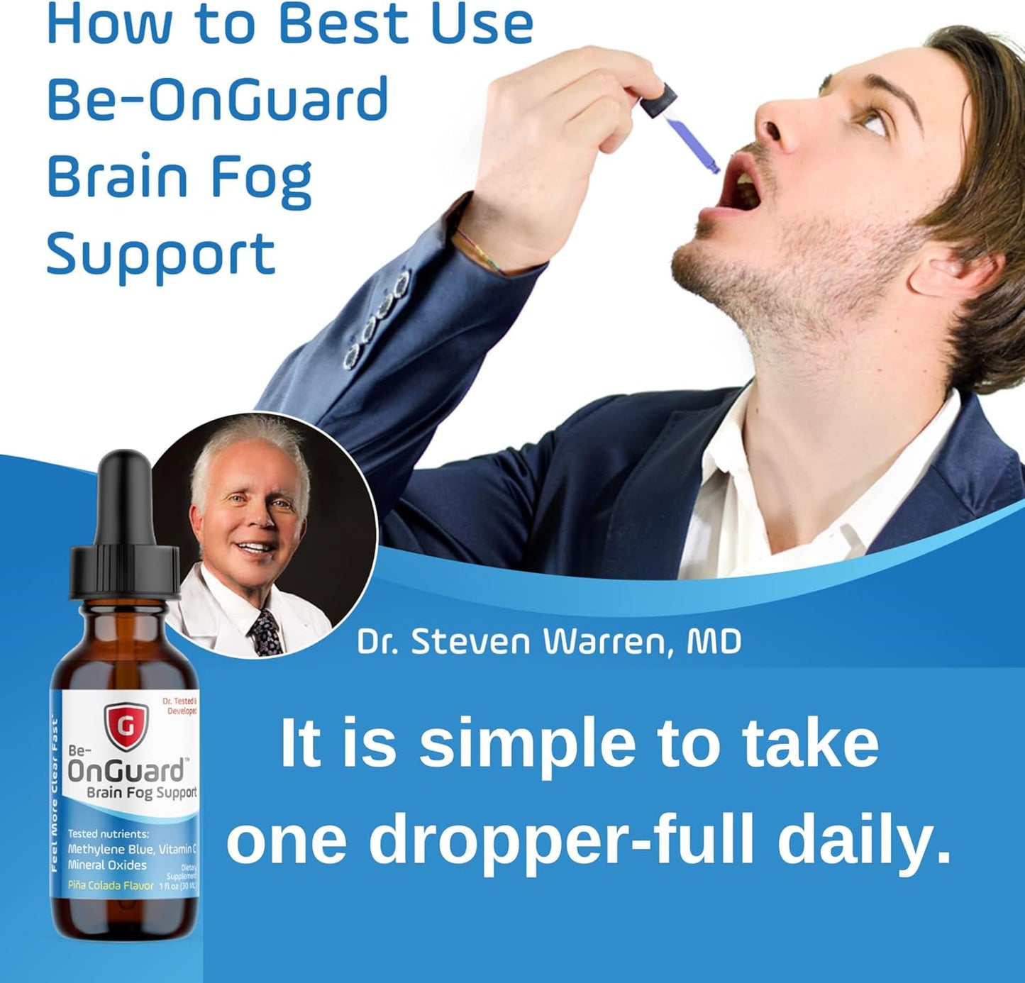 Methylene Blue and Vitamin C Brain Fog Supplement - Memory and Cognitive Function Booster - Liquid Formula for Clear Thinking