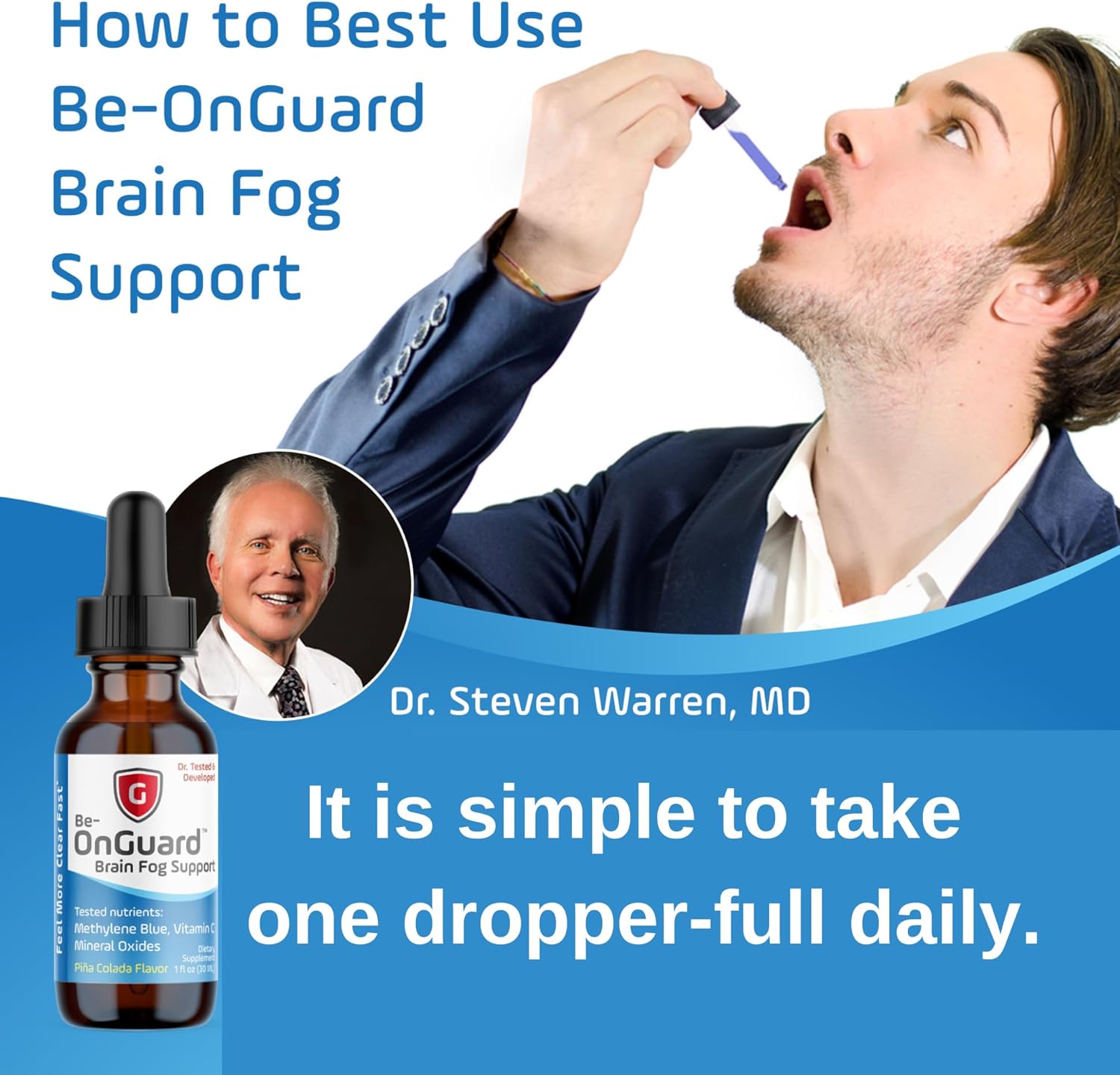 Methylene Blue and Vitamin C Brain Fog Supplement - Memory and Cognitive Function Booster - Liquid Formula for Clear Thinking