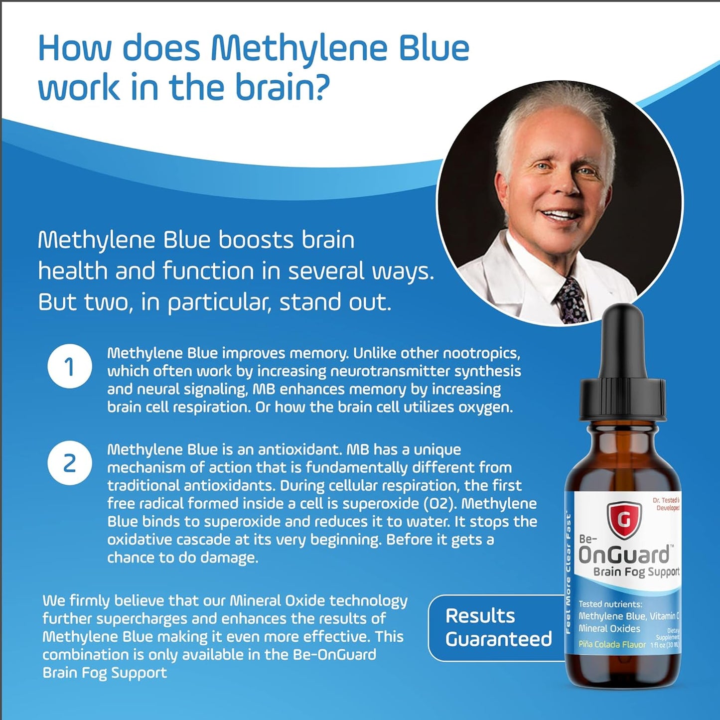 Methylene Blue and Vitamin C Brain Fog Supplement - Memory and Cognitive Function Booster - Liquid Formula for Clear Thinking