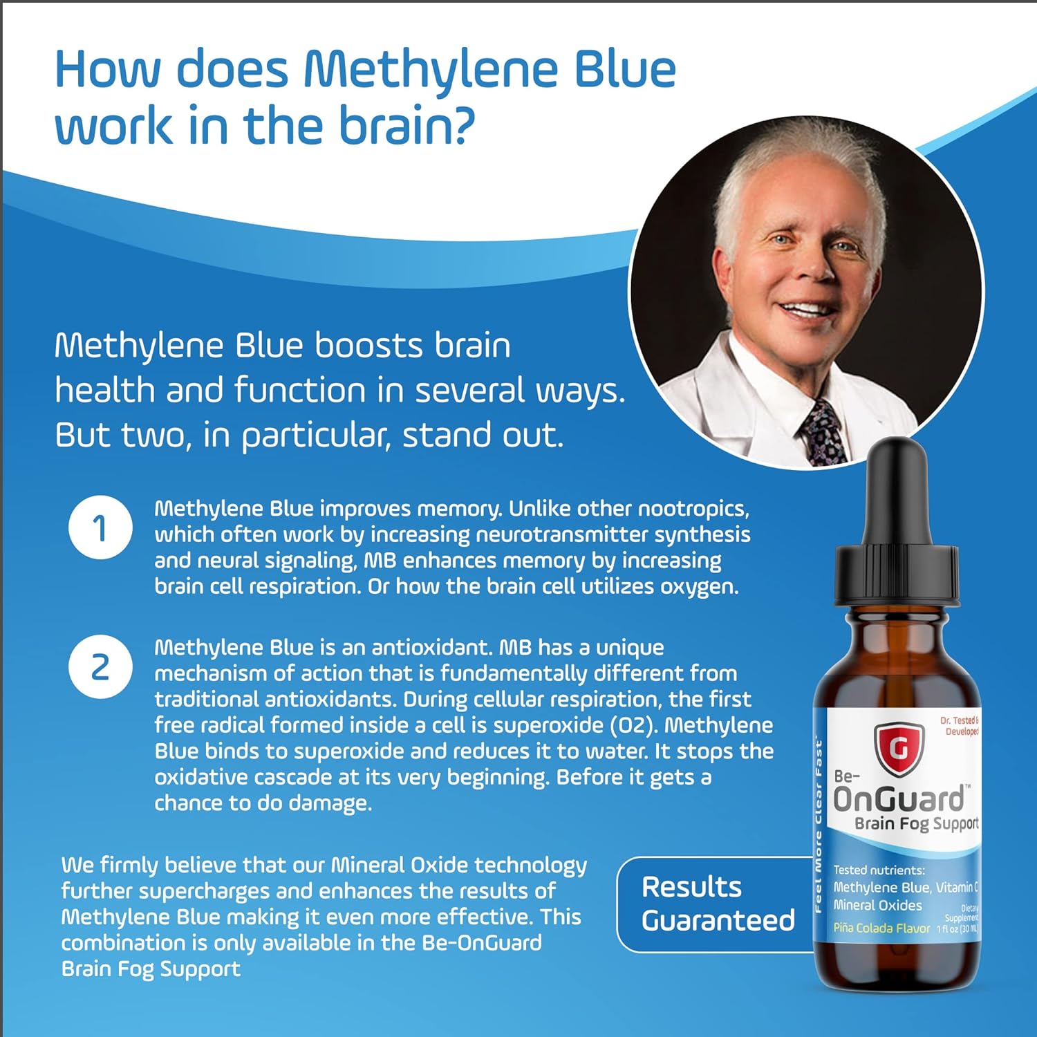 Methylene Blue and Vitamin C Brain Fog Supplement - Memory and Cognitive Function Booster - Liquid Formula for Clear Thinking