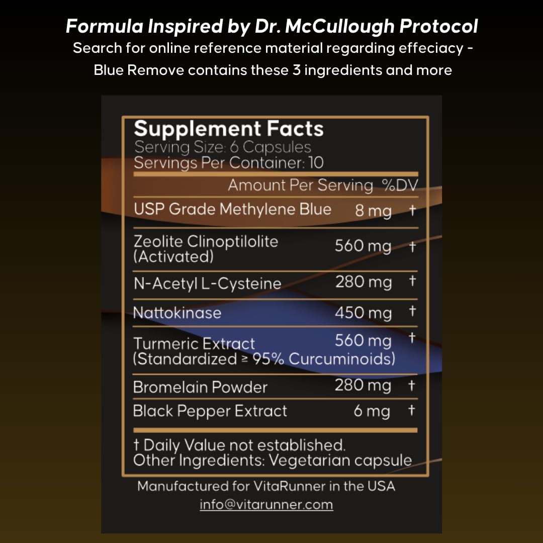 Methylene Blue Capsules with Zeolite, Nattokinase, Turmeric, Bromelain, and NAC - Dr. McCullough Inspired Cleansing Formula